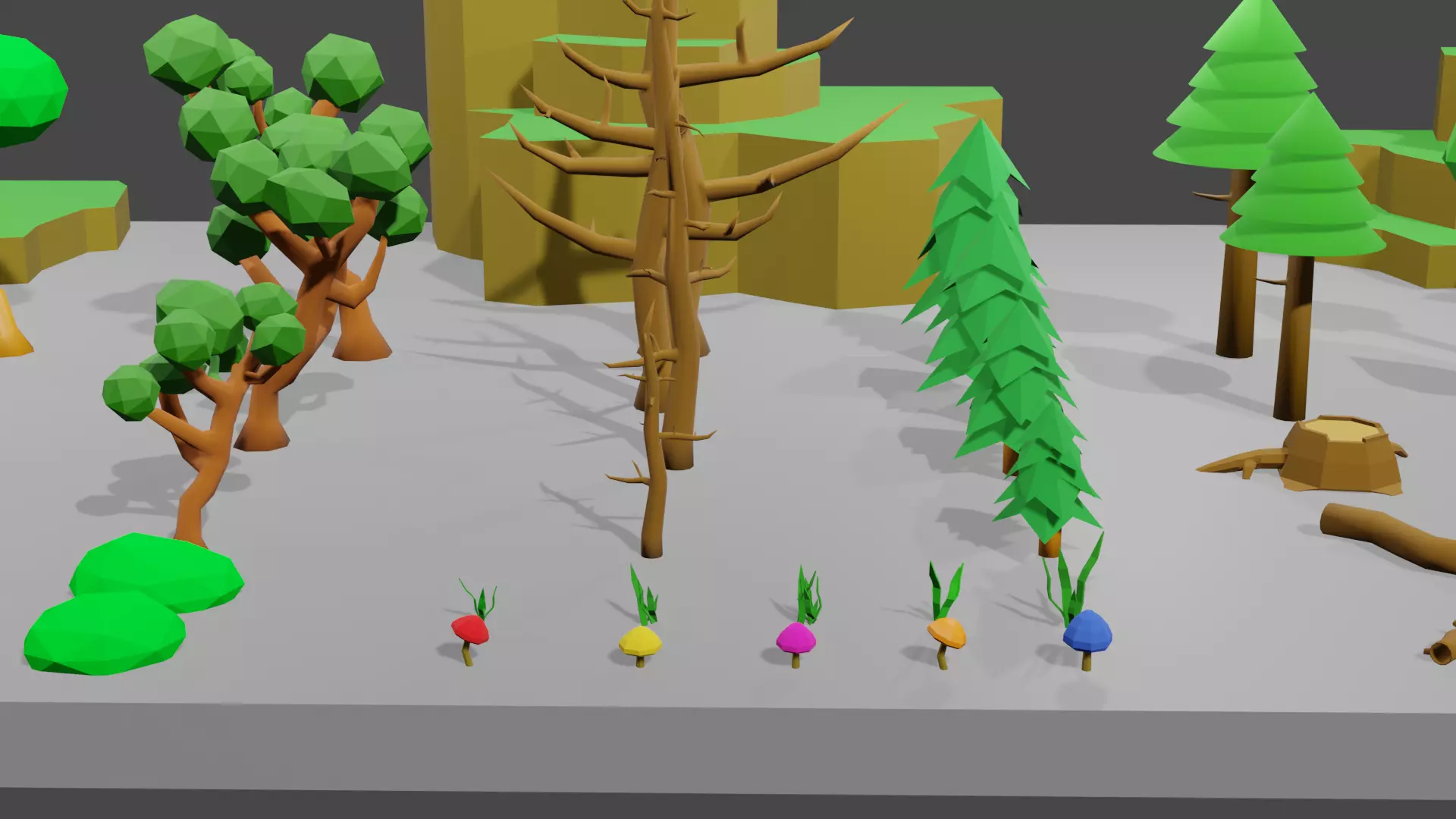 Trees Rocks and Flowers Low-poly 3D model Low-poly 3D model_0