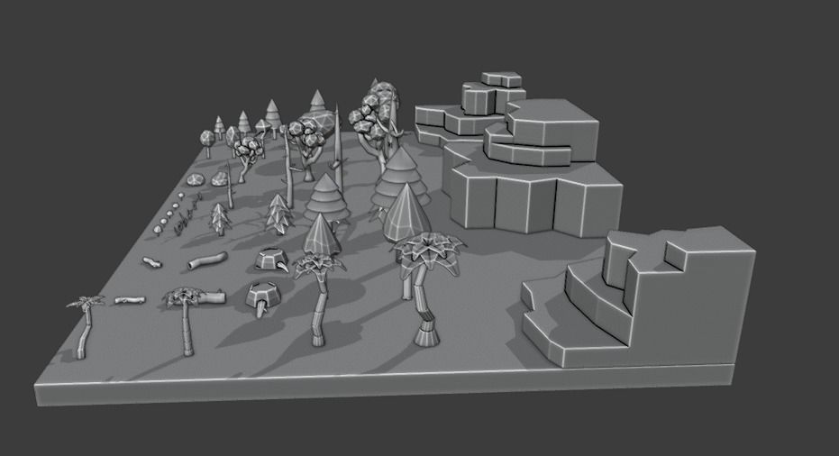 Trees Rocks and Flowers Low-poly 3D model Low-poly 3D model_13