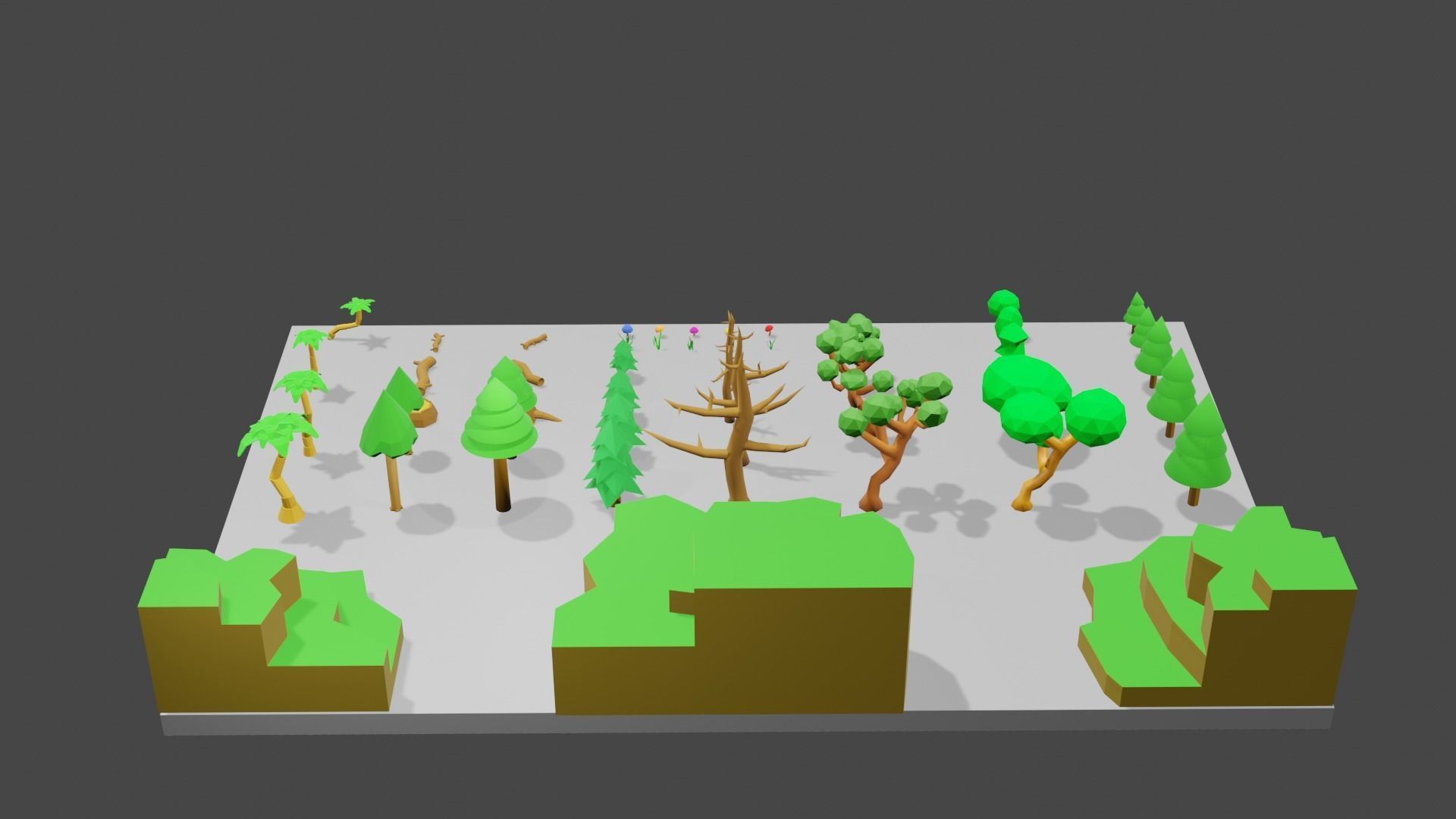 Trees Rocks and Flowers Low-poly 3D model Low-poly 3D model_9