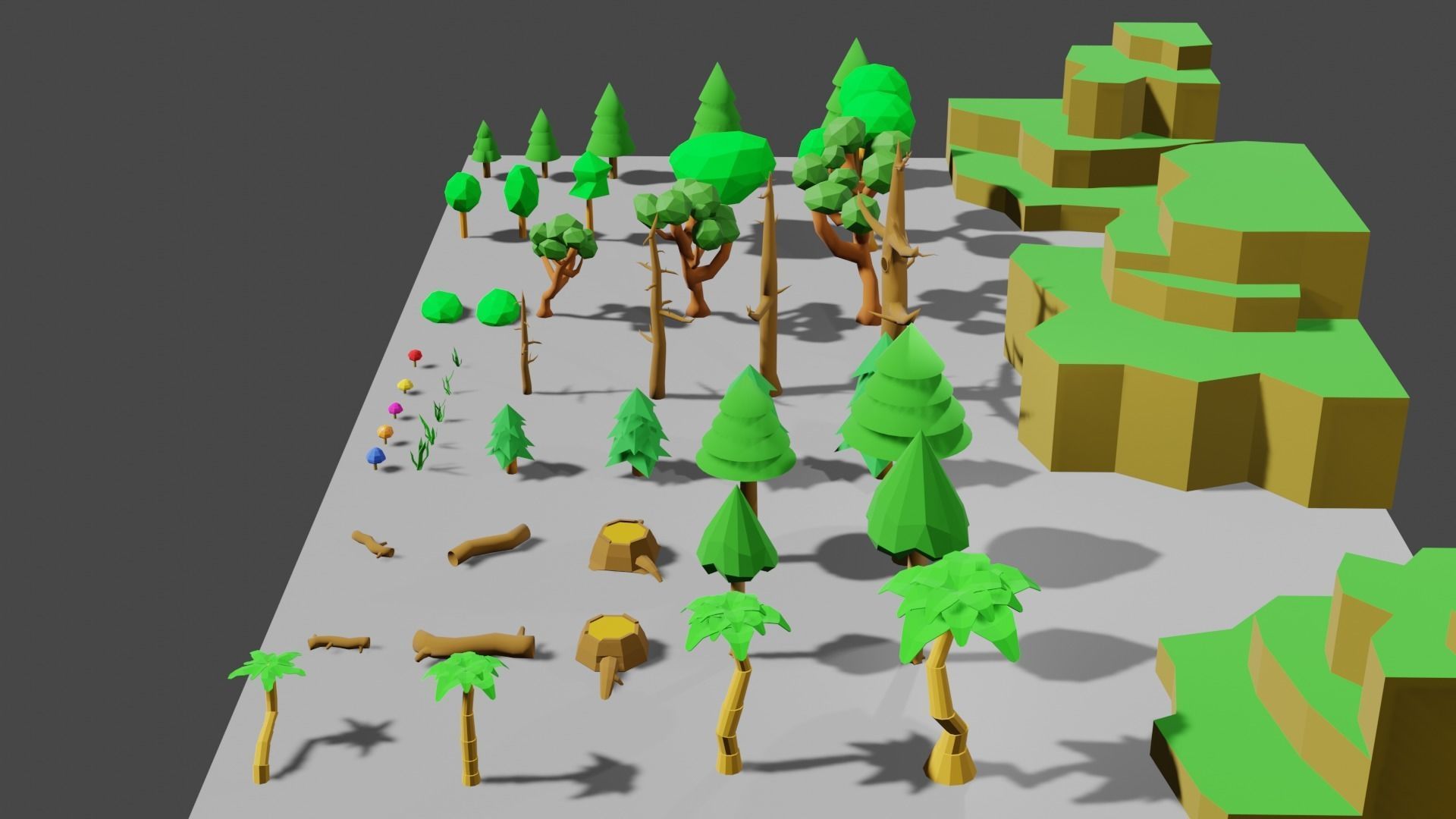 Trees Rocks and Flowers Low-poly 3D model Low-poly 3D model_12