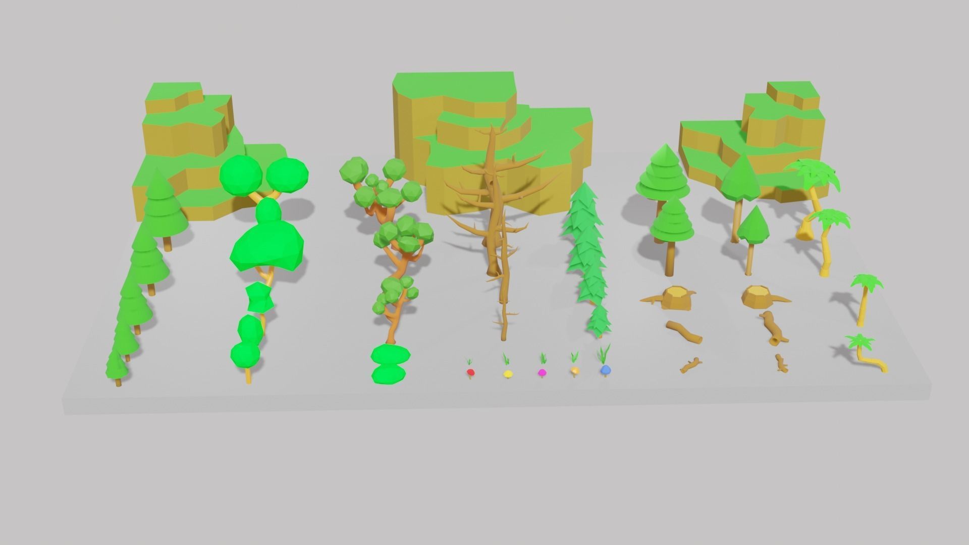 Trees Rocks and Flowers Low-poly 3D model Low-poly 3D model_5