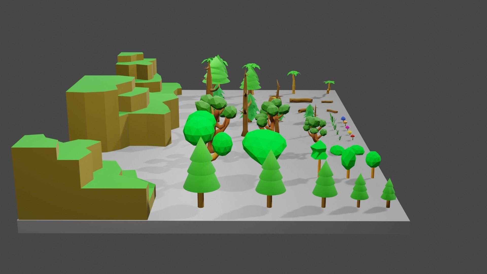 Trees Rocks and Flowers Low-poly 3D model Low-poly 3D model_1