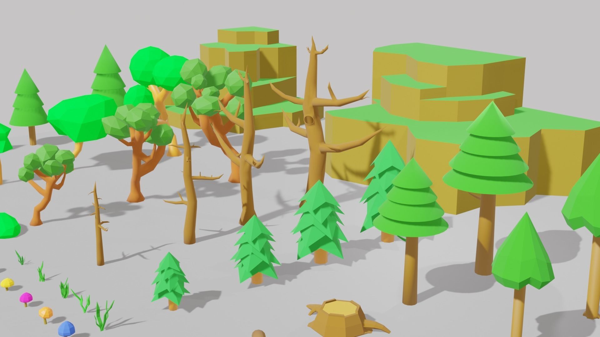 Trees Rocks and Flowers Low-poly 3D model Low-poly 3D model_7