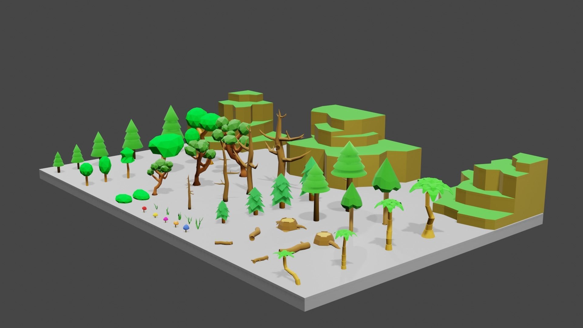 Trees Rocks and Flowers Low-poly 3D model Low-poly 3D model_10