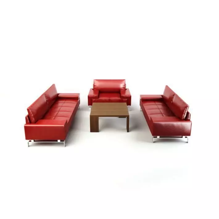 Leather Sofa Set And Table 3D model_0