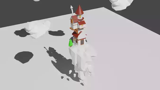 Low poly floating house 