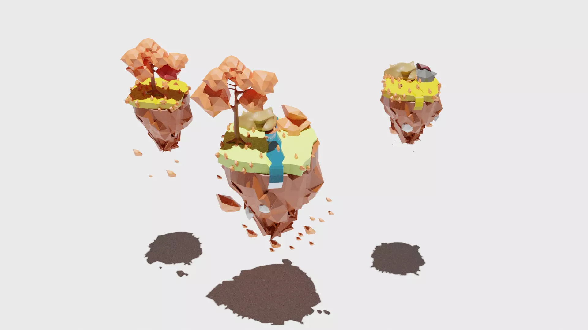low poly floating island blender 3D model_0