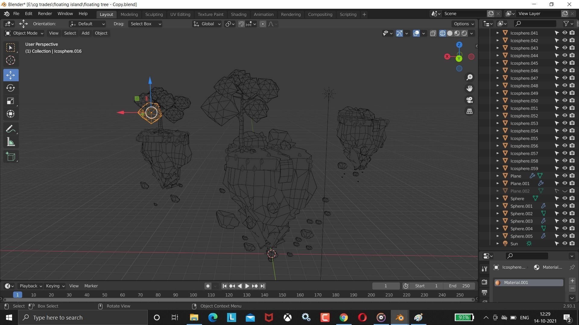 low poly floating island blender 3D model_3