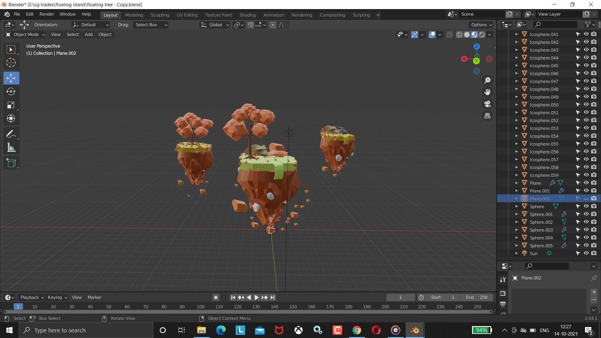 low poly floating island blender 3D model_4