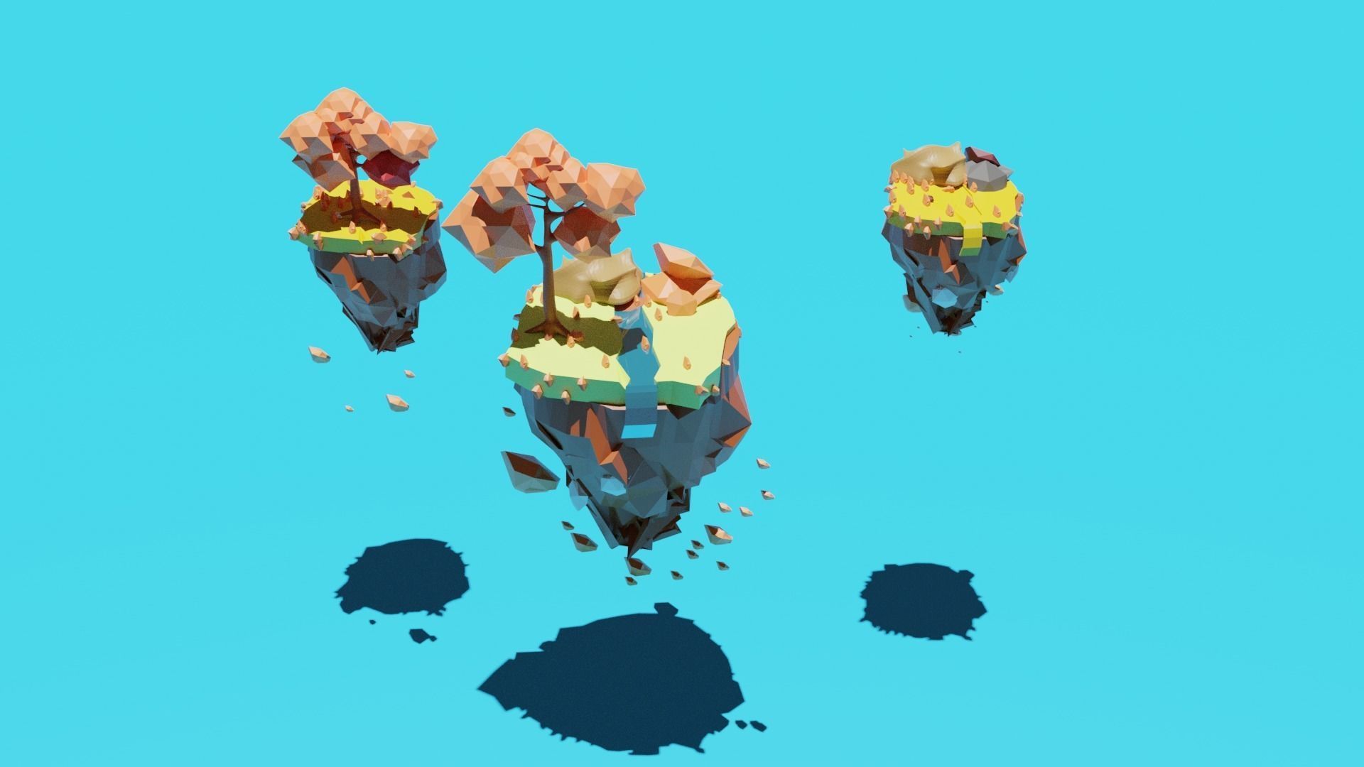 low poly floating island blender 3D model_1