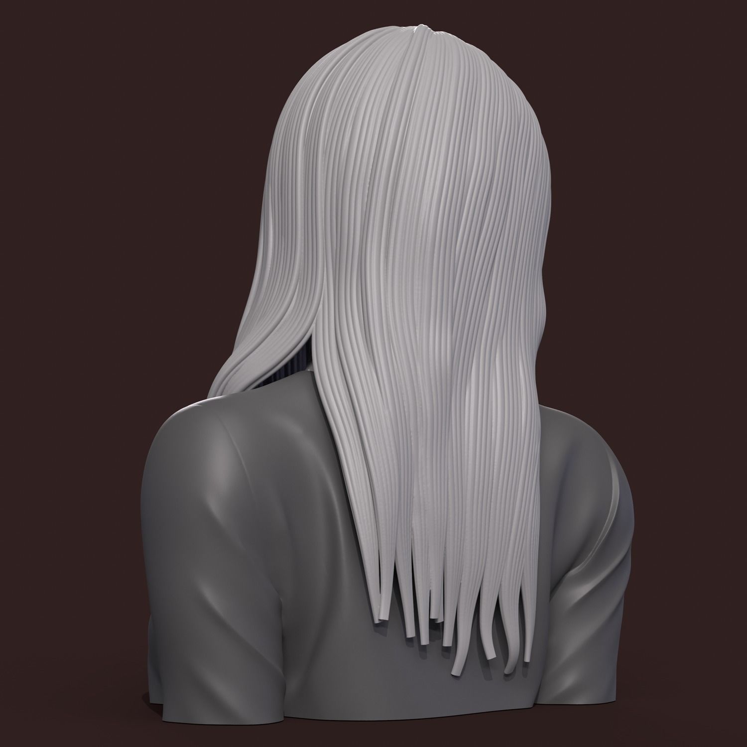 Girl E bust of woman with long hair 3D print model_3