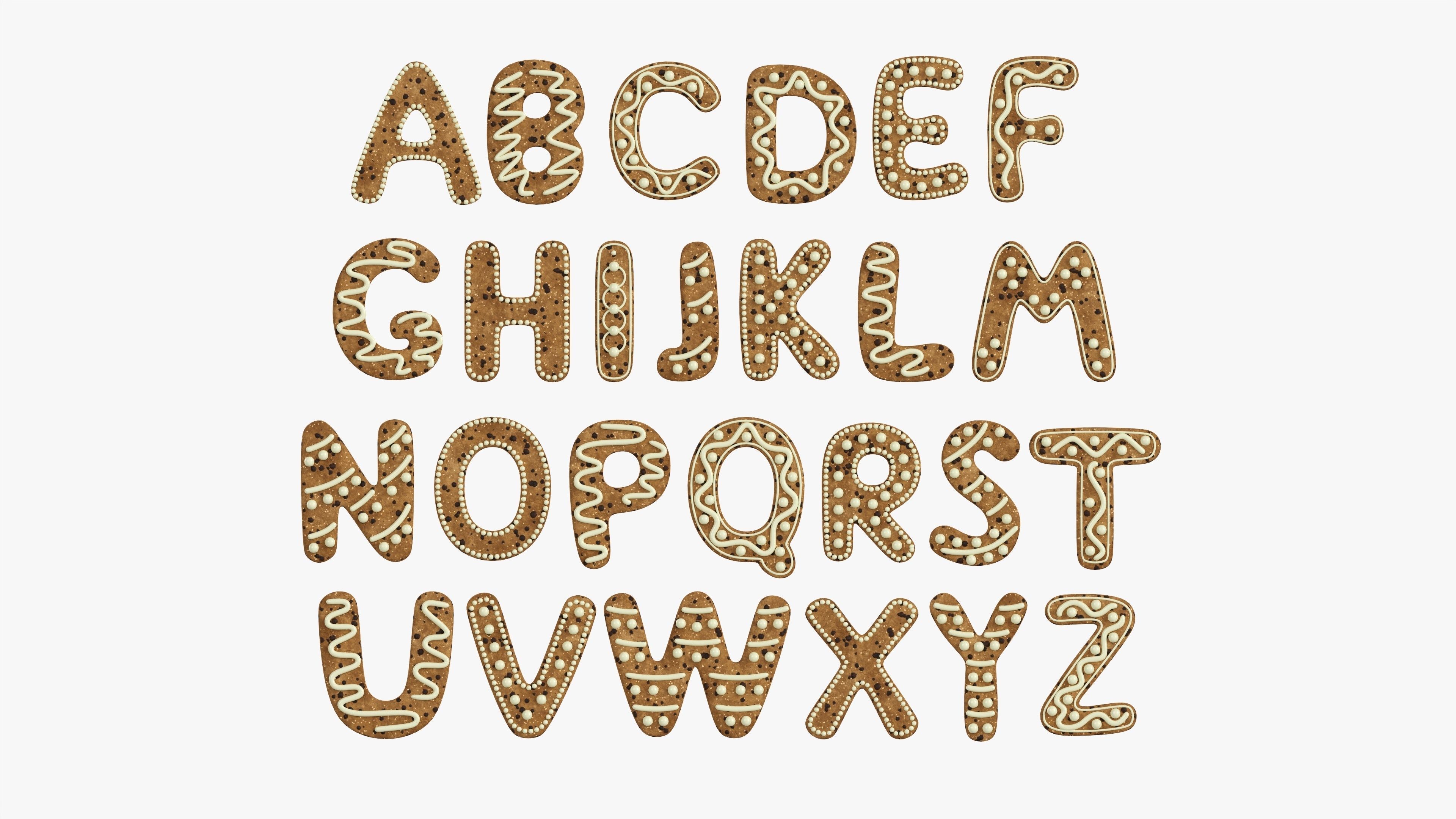 Decorated alphabet letters 01 3D model_4