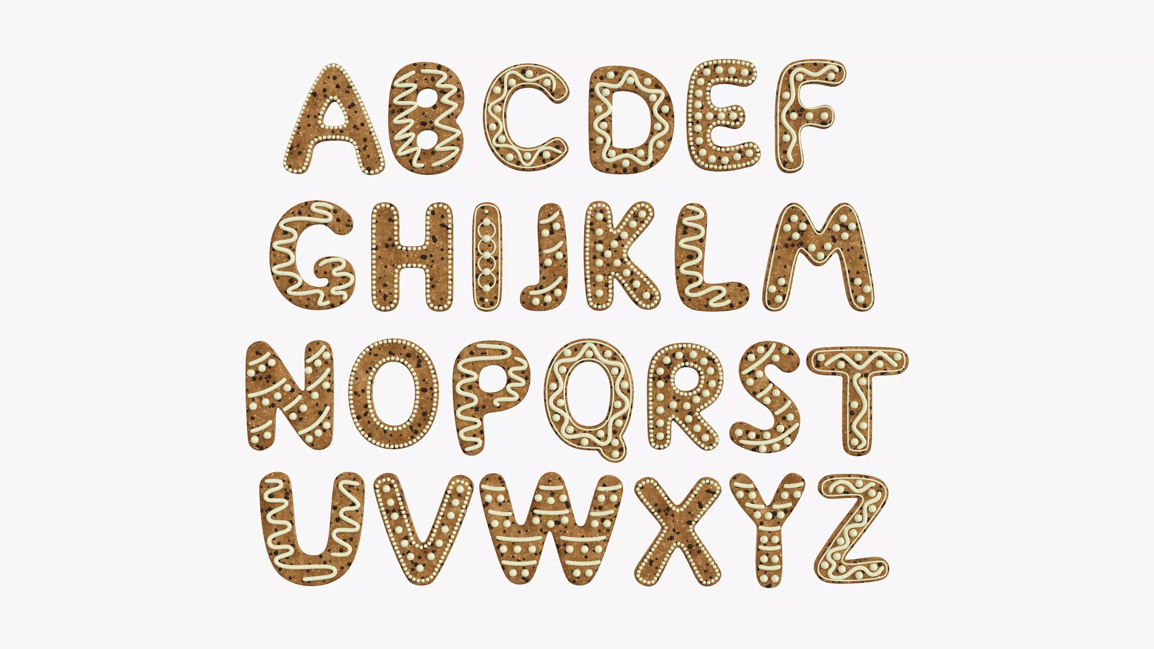 Decorated alphabet letters 01 3D model_0