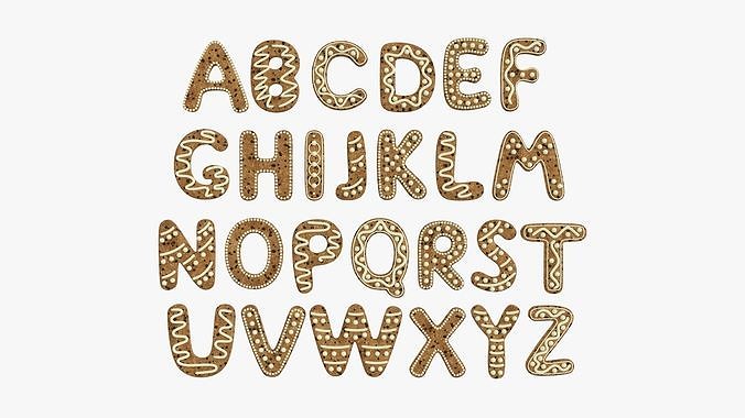 Decorated alphabet letters 01 3D model