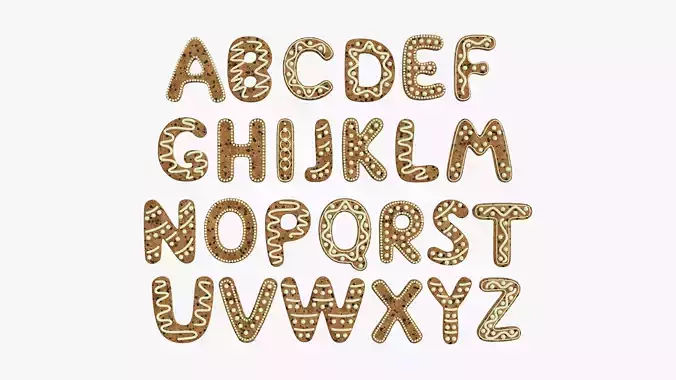 Decorated alphabet letters 01 3D model