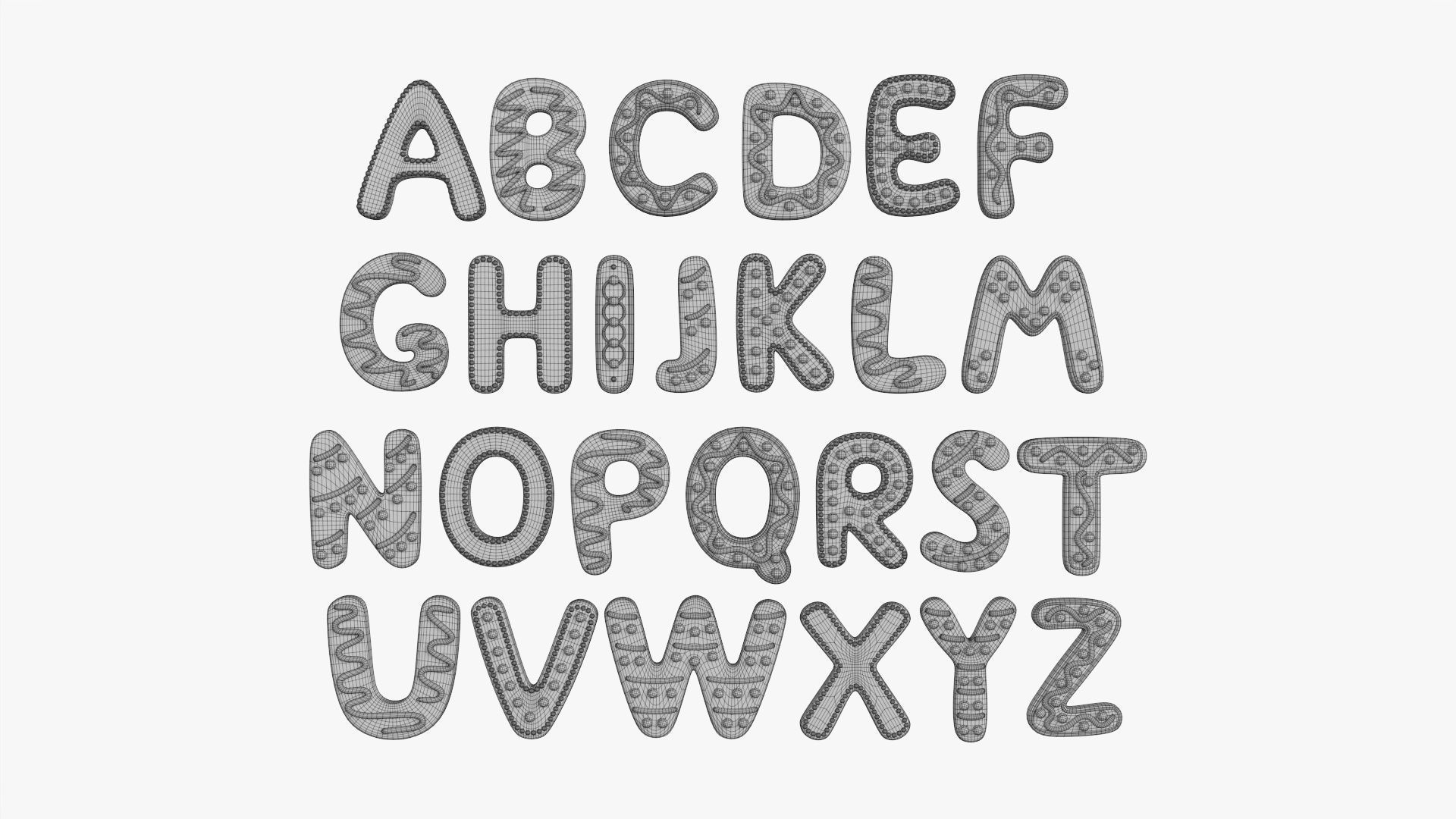 Decorated alphabet letters 02 3D model_8