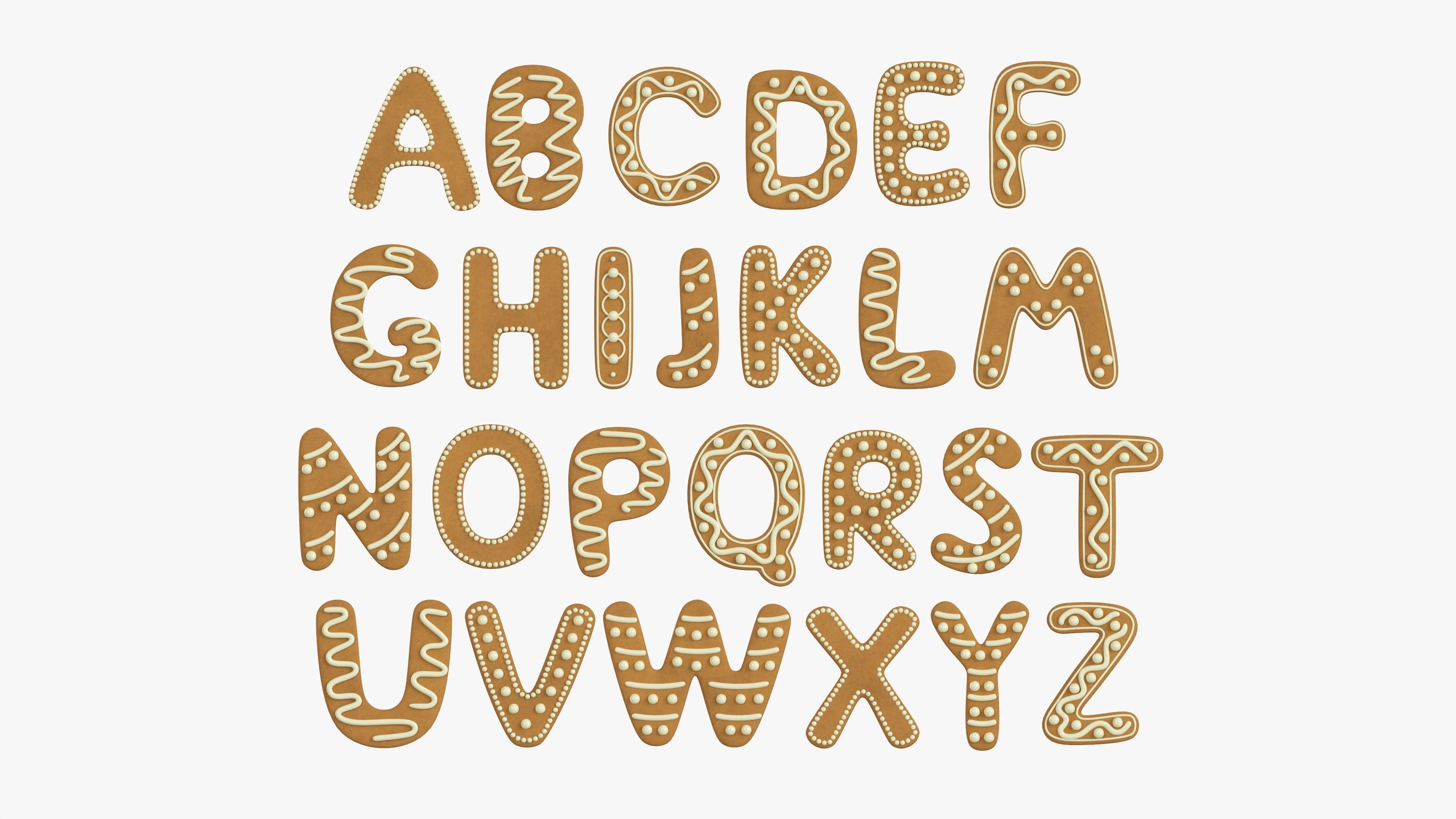 Decorated alphabet letters 02 3D model_4