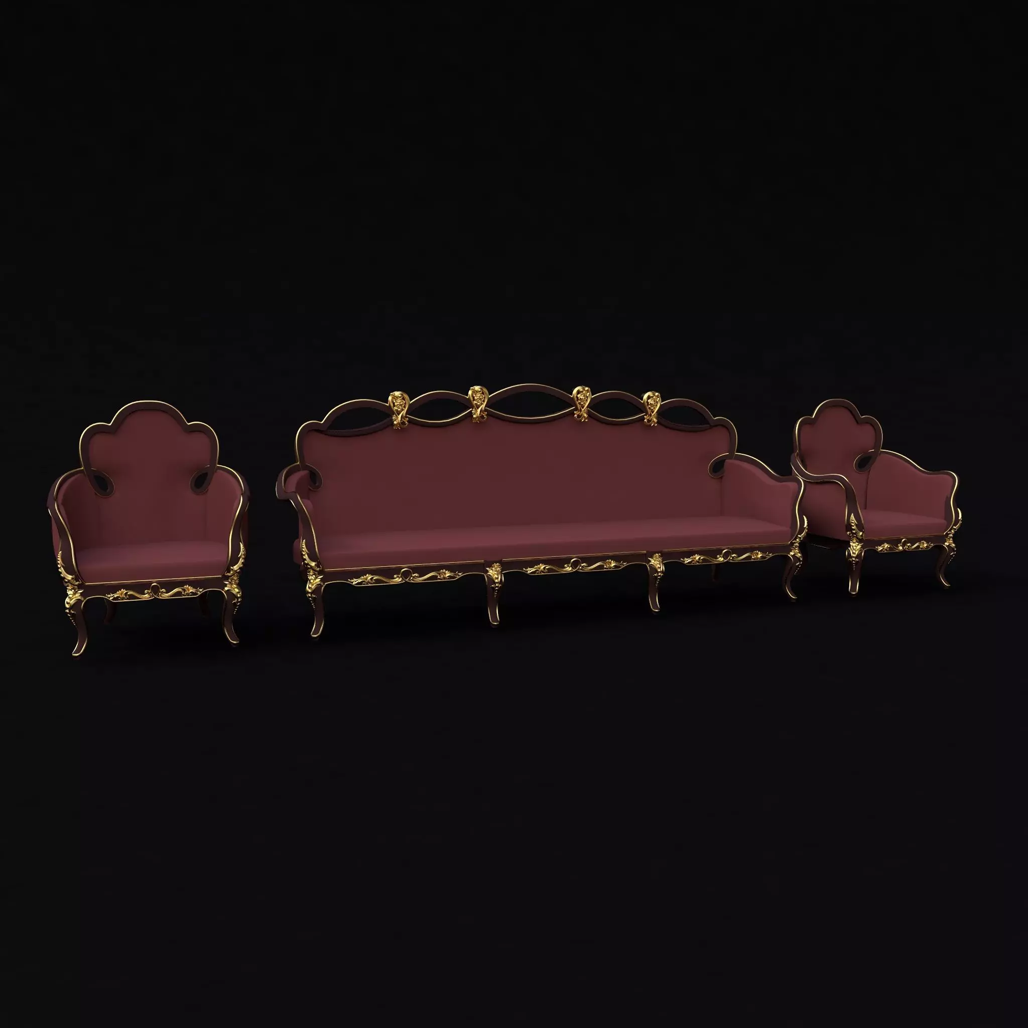sofa with armchair 3D model_0