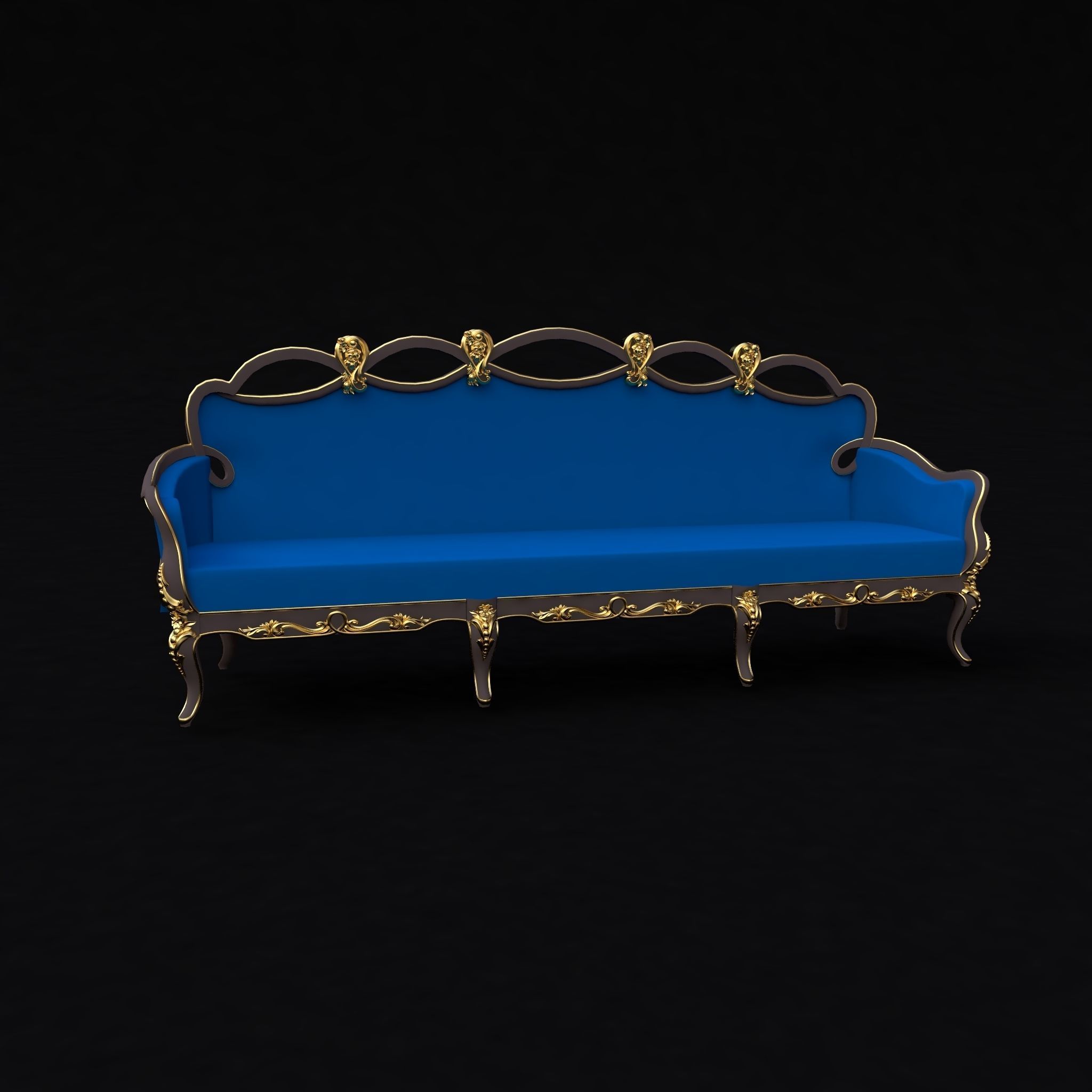 sofa with armchair 3D model_2