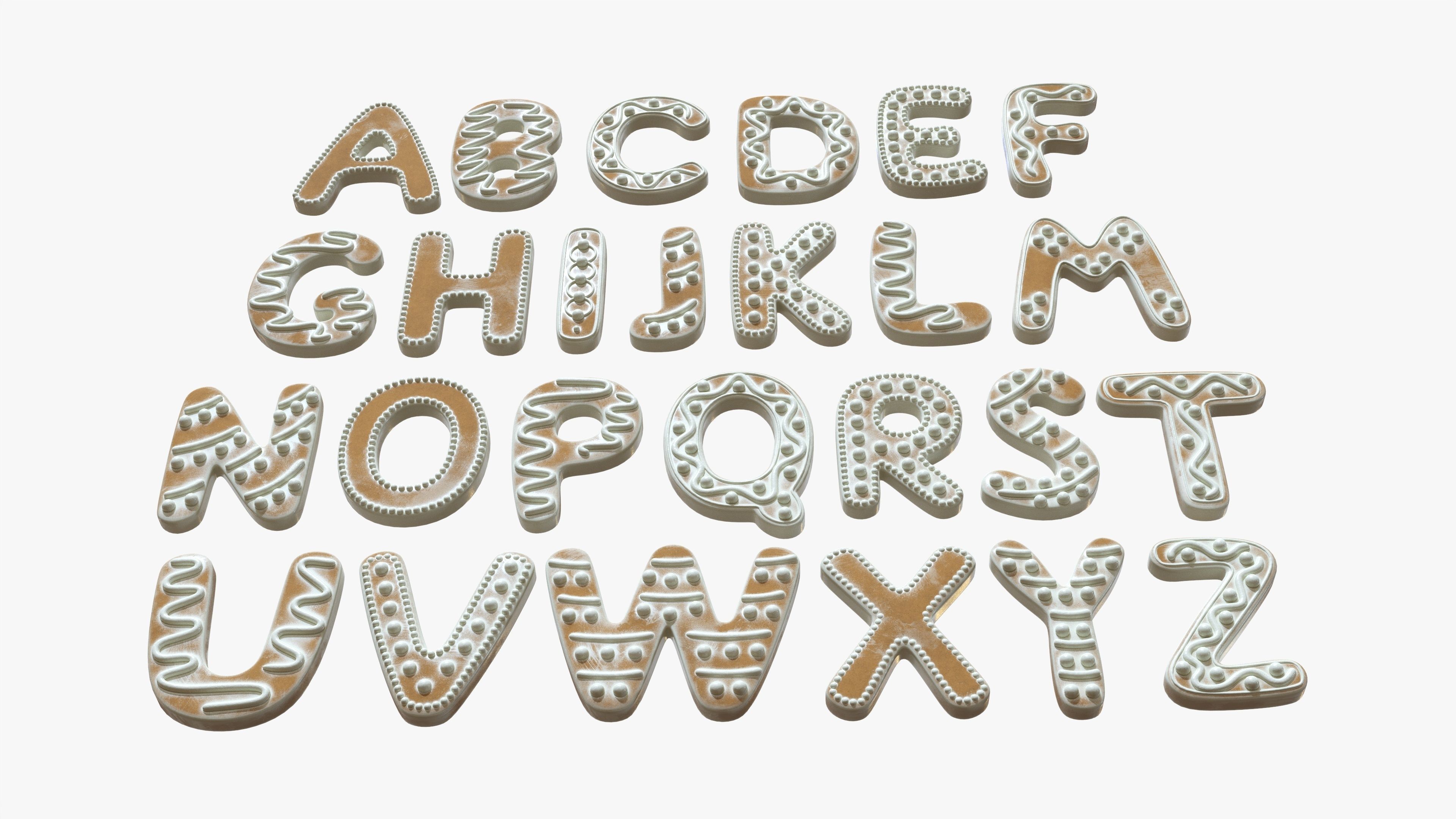 Decorated alphabet letters 03 3D model_1