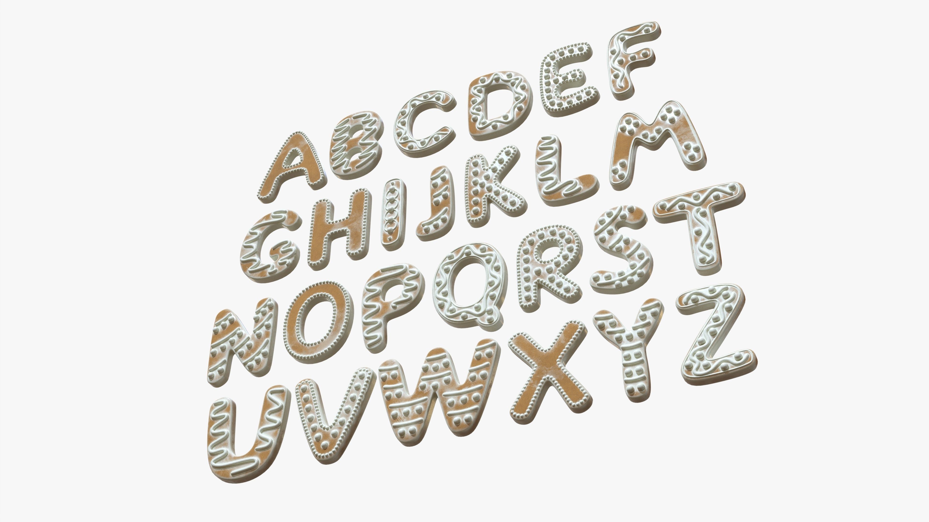 Decorated alphabet letters 03 3D model_2