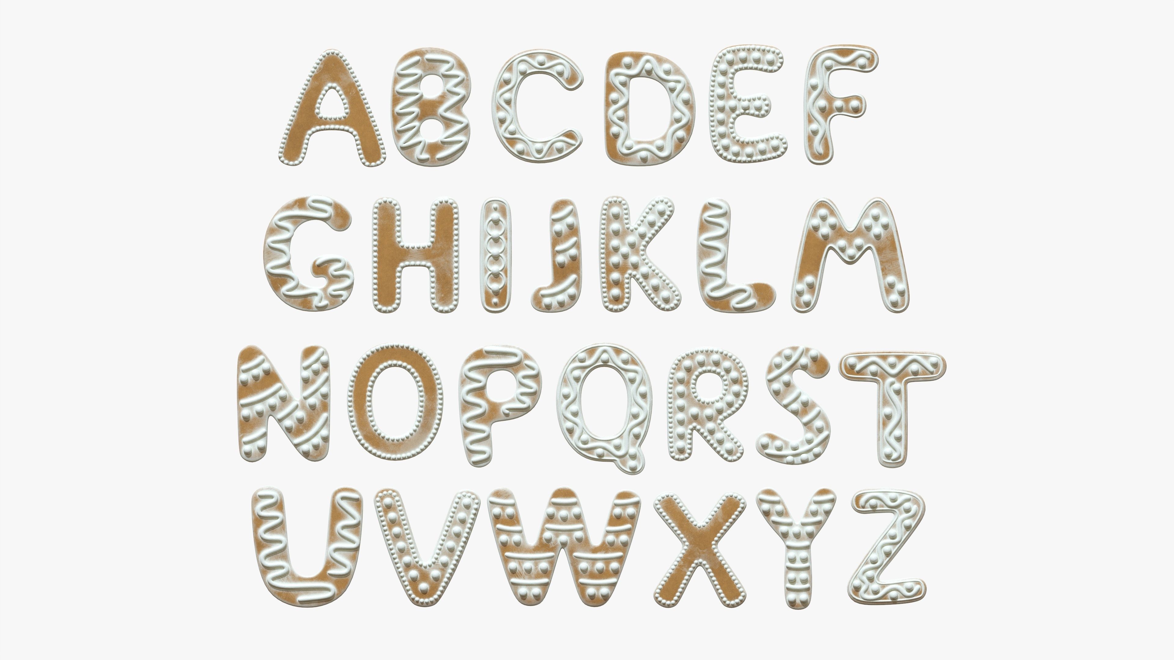 Decorated alphabet letters 03 3D model_4