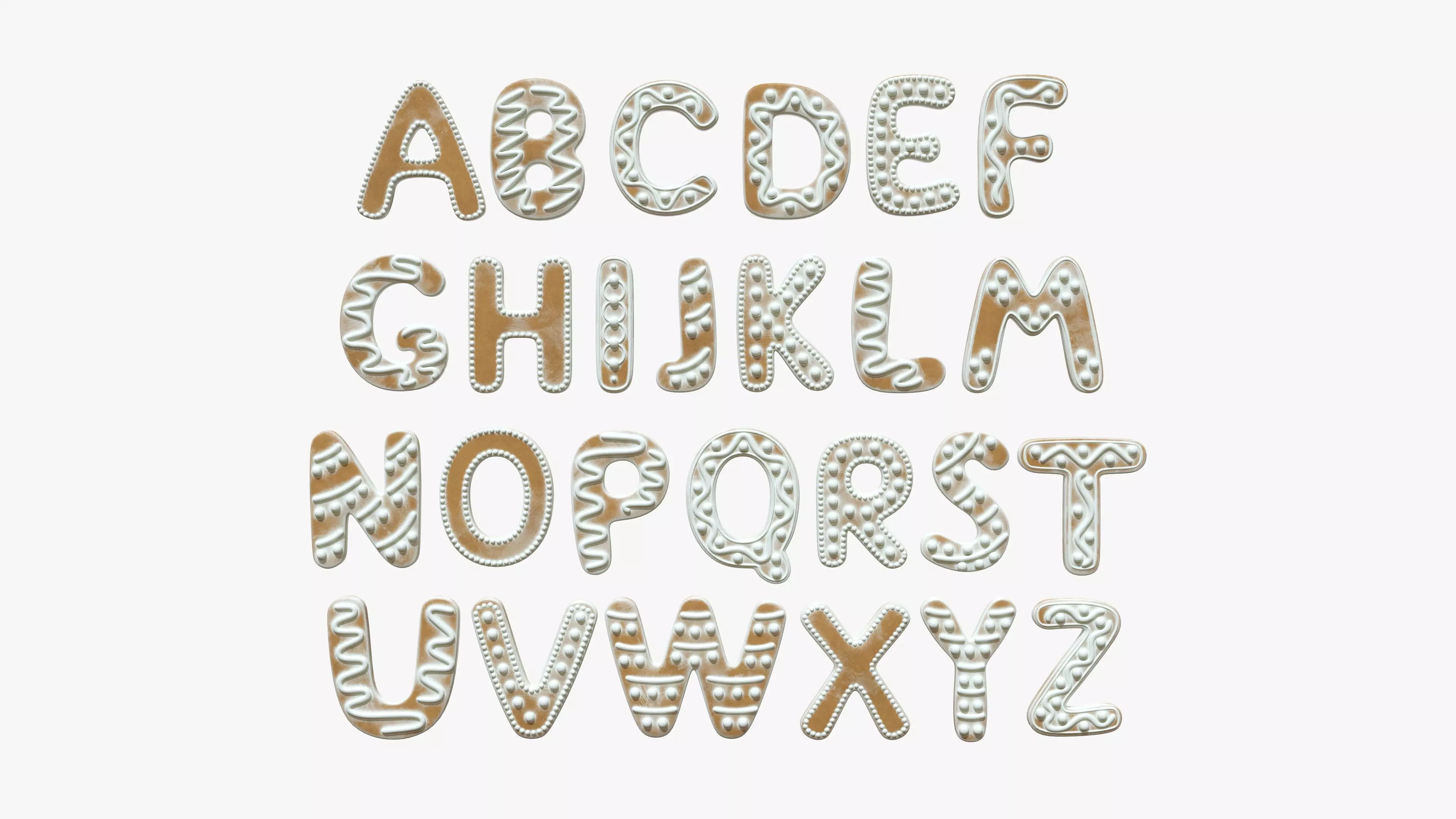 Decorated alphabet letters 03 3D model_0