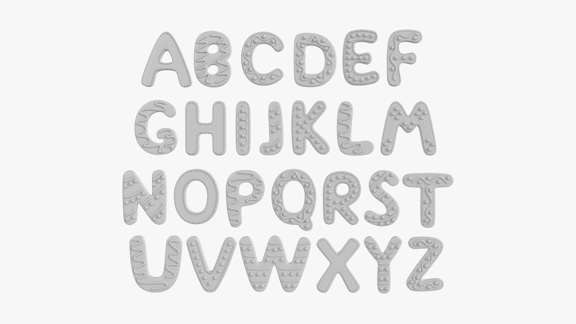 Decorated alphabet letters 03 3D model_5