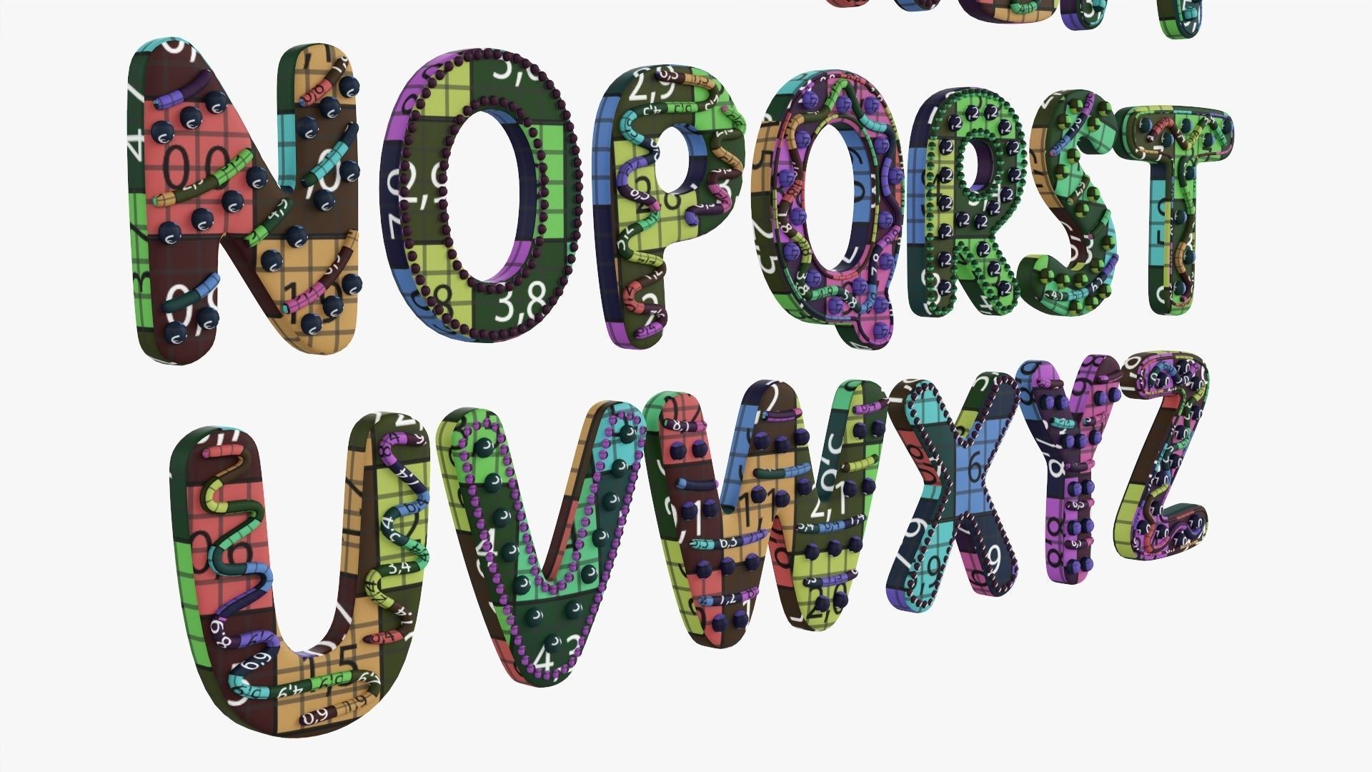 Decorated alphabet letters 03 3D model_12