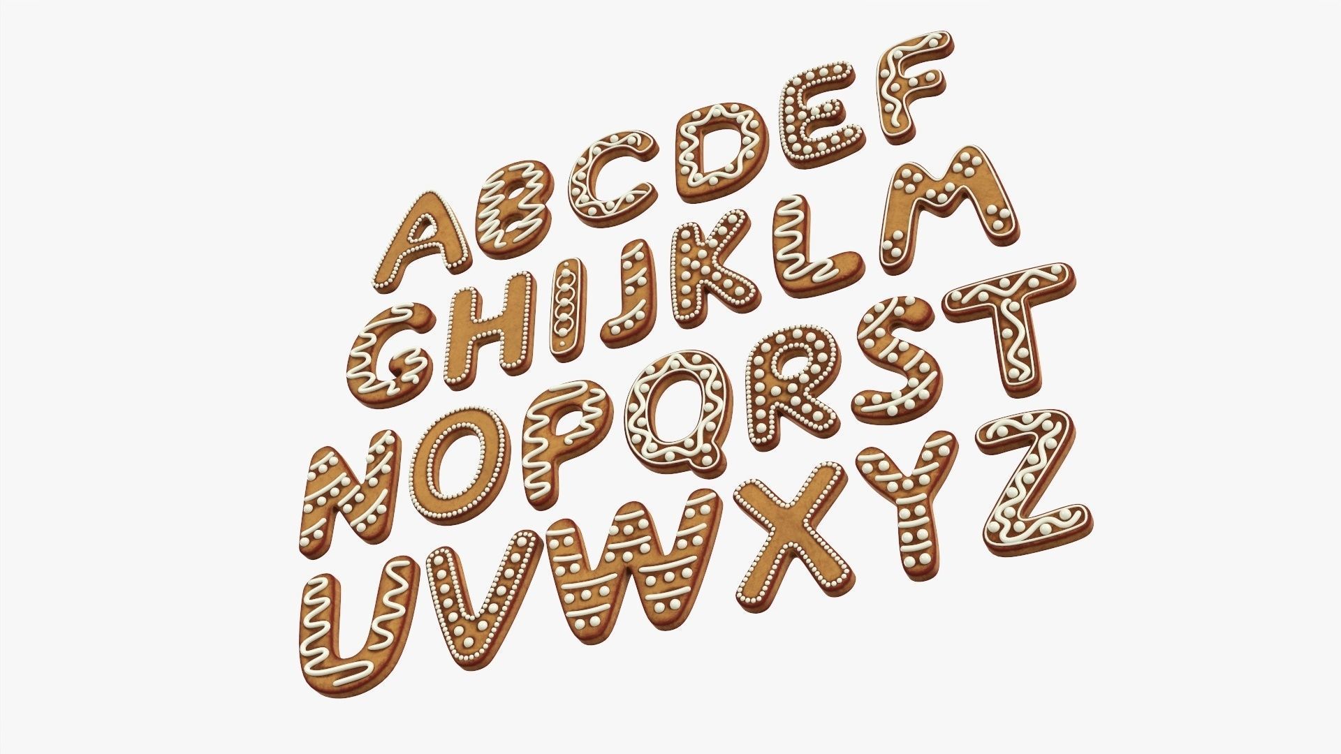 Decorated alphabet letters 04 3D model_2