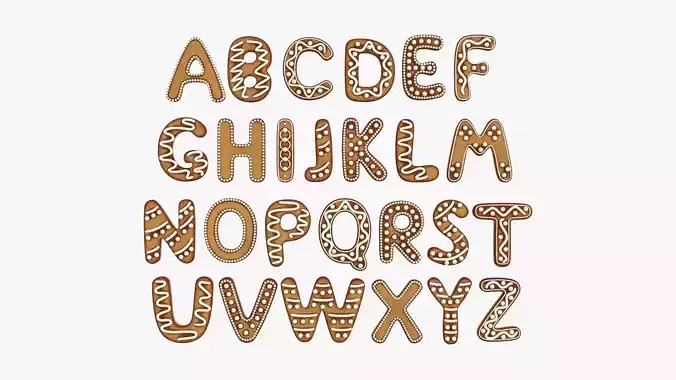 Decorated alphabet letters 04 3D model