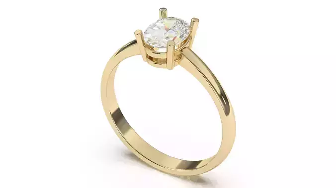 Oval solitaire Engagement Ring 3D print model