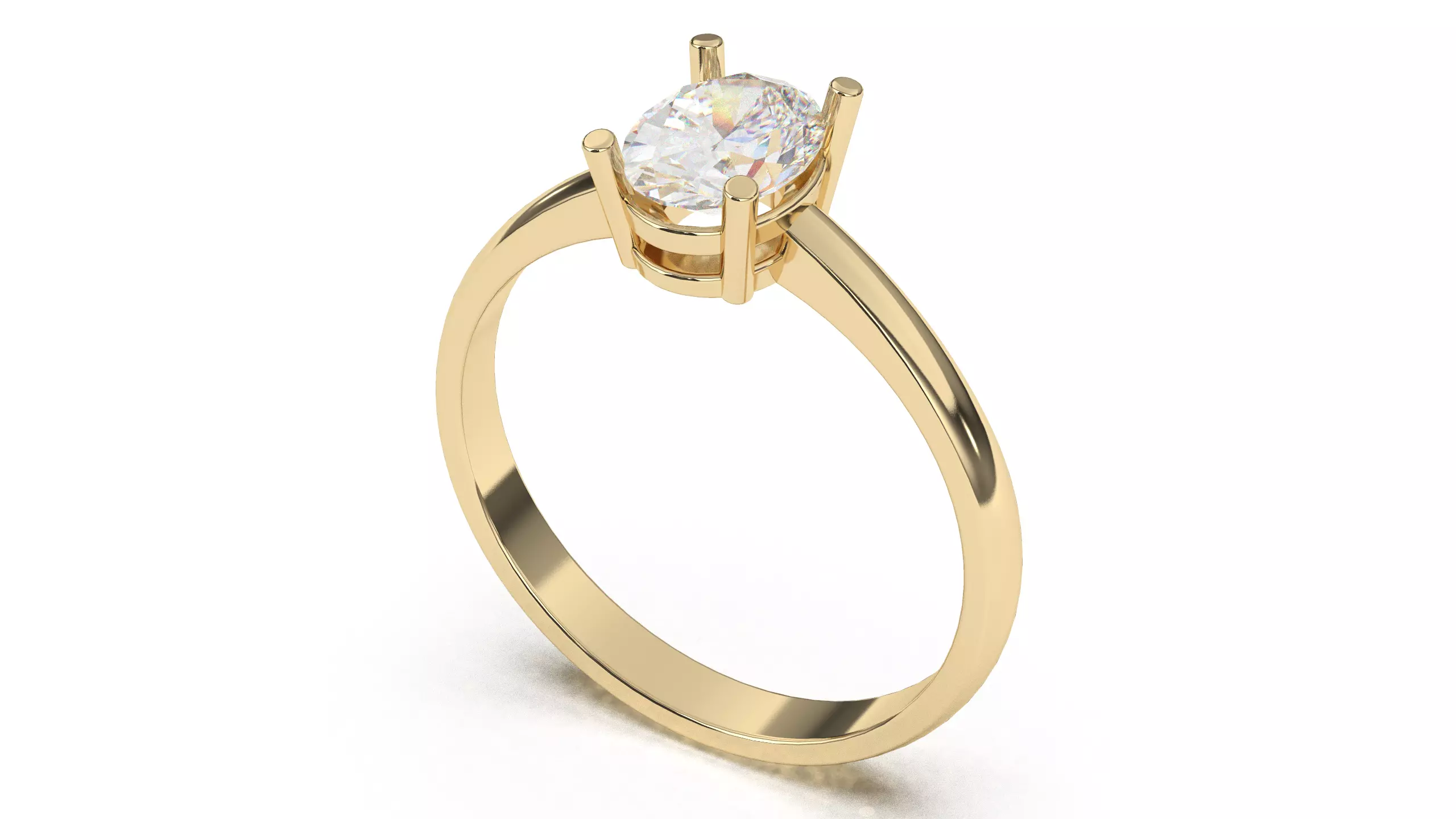 Oval solitaire Engagement Ring 3D print model_0
