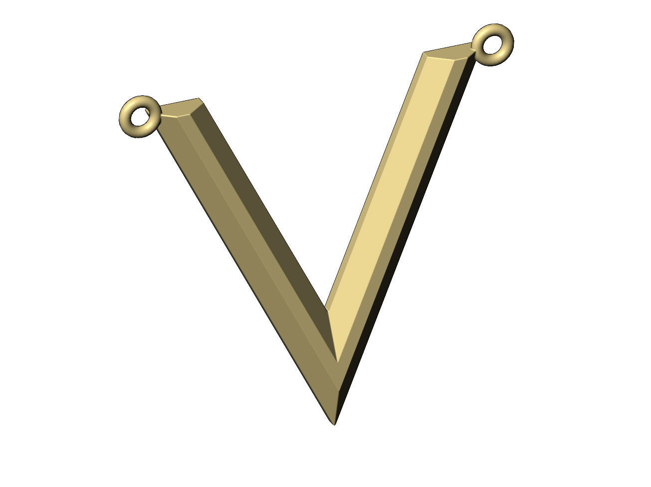 Chamfred V chevron pendant 3D print model_1
