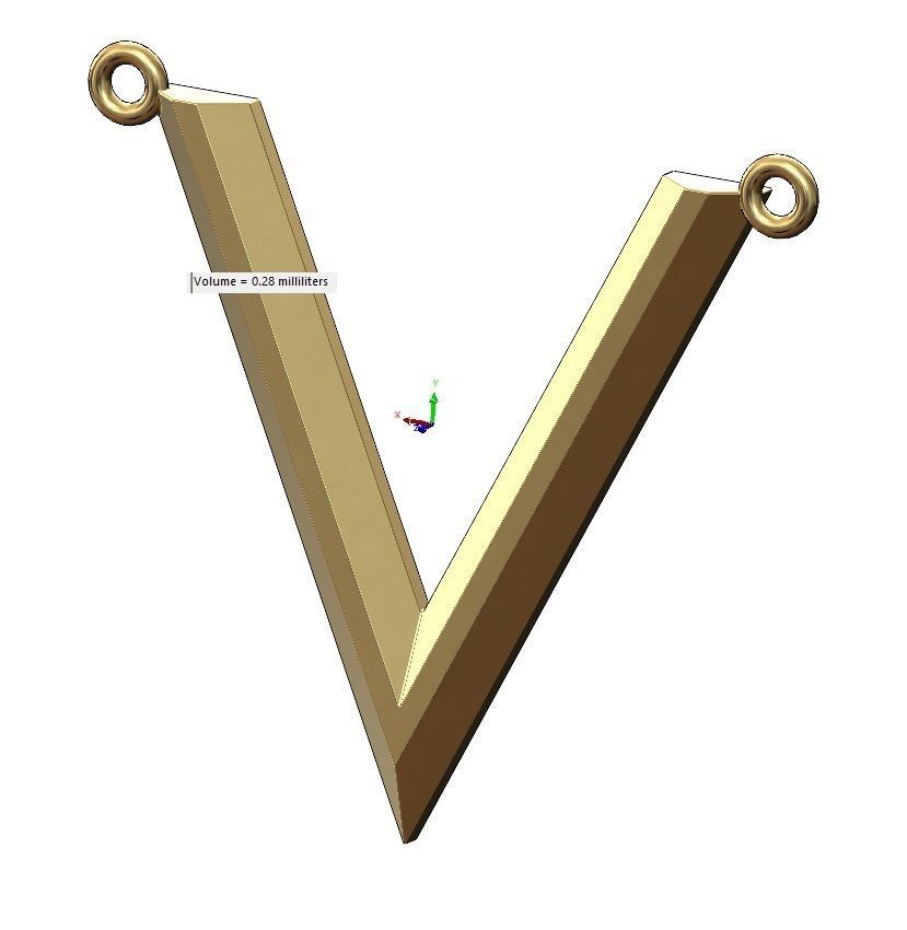 Chamfred V chevron pendant 3D print model_13