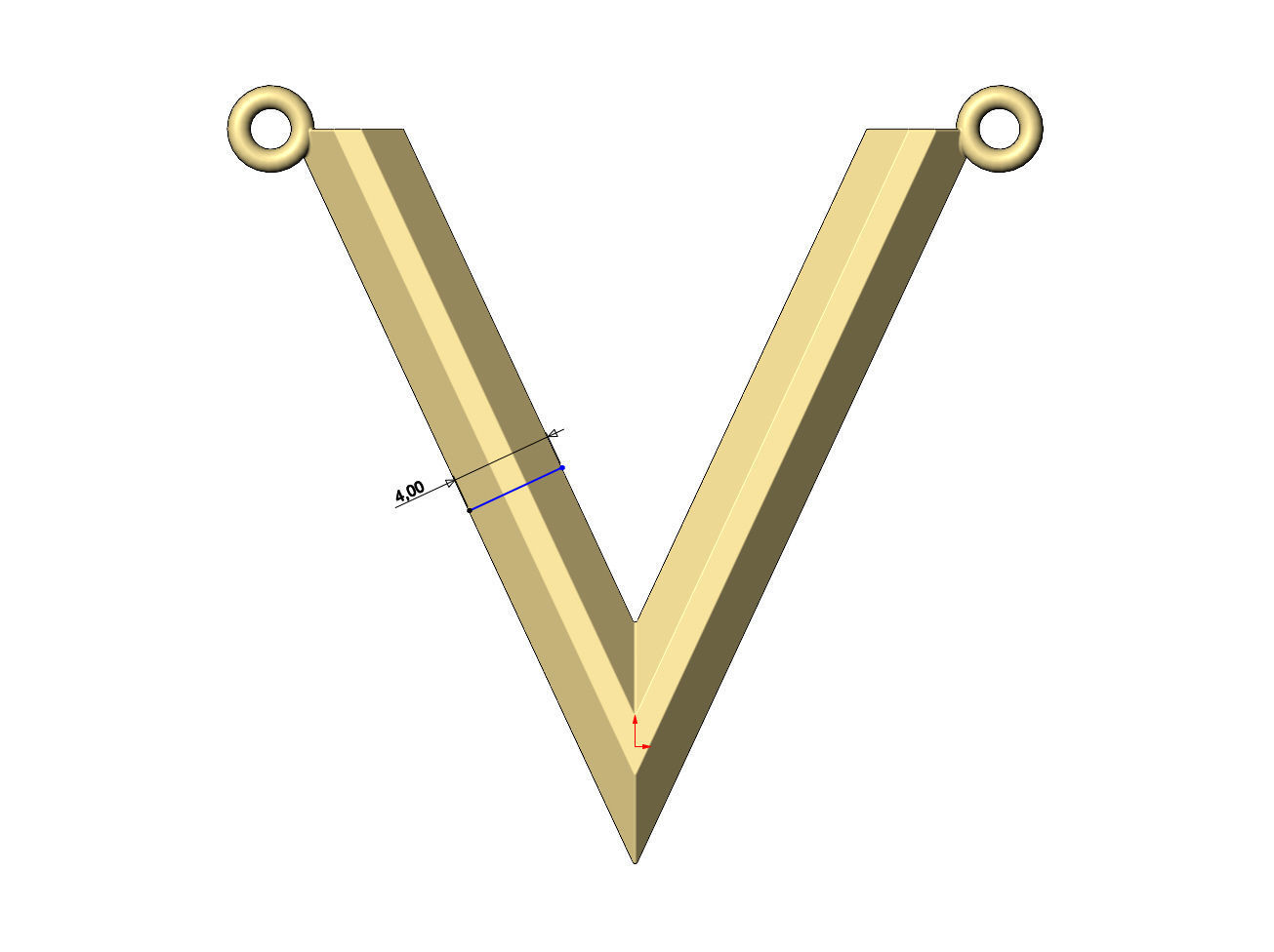 Chamfred V chevron pendant 3D print model_4
