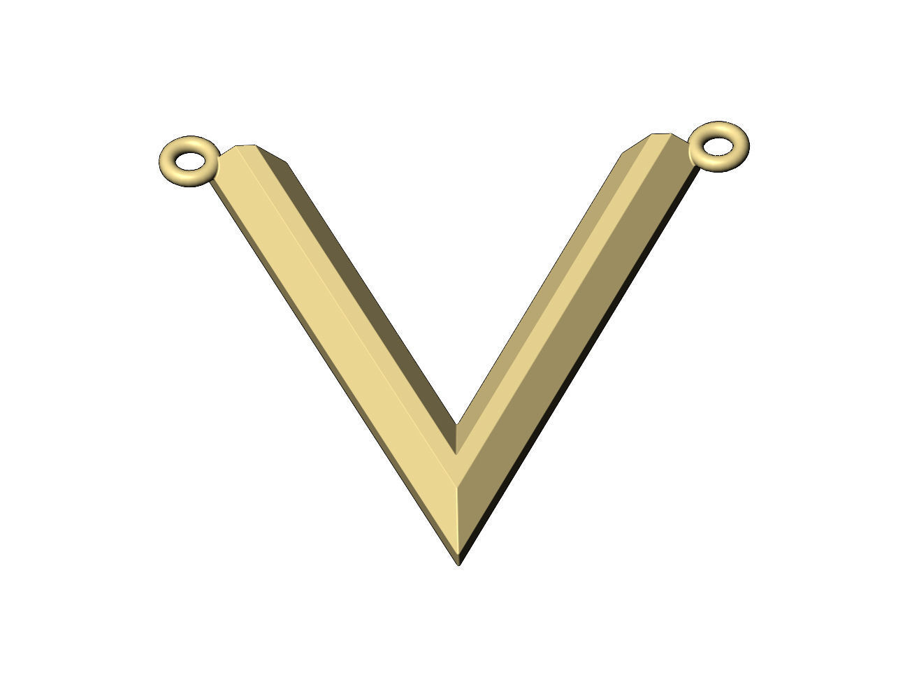 Chamfred V chevron pendant 3D print model_7
