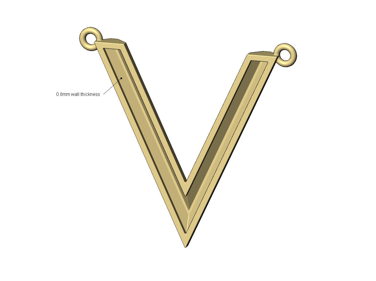 Chamfred V chevron pendant 3D print model_9