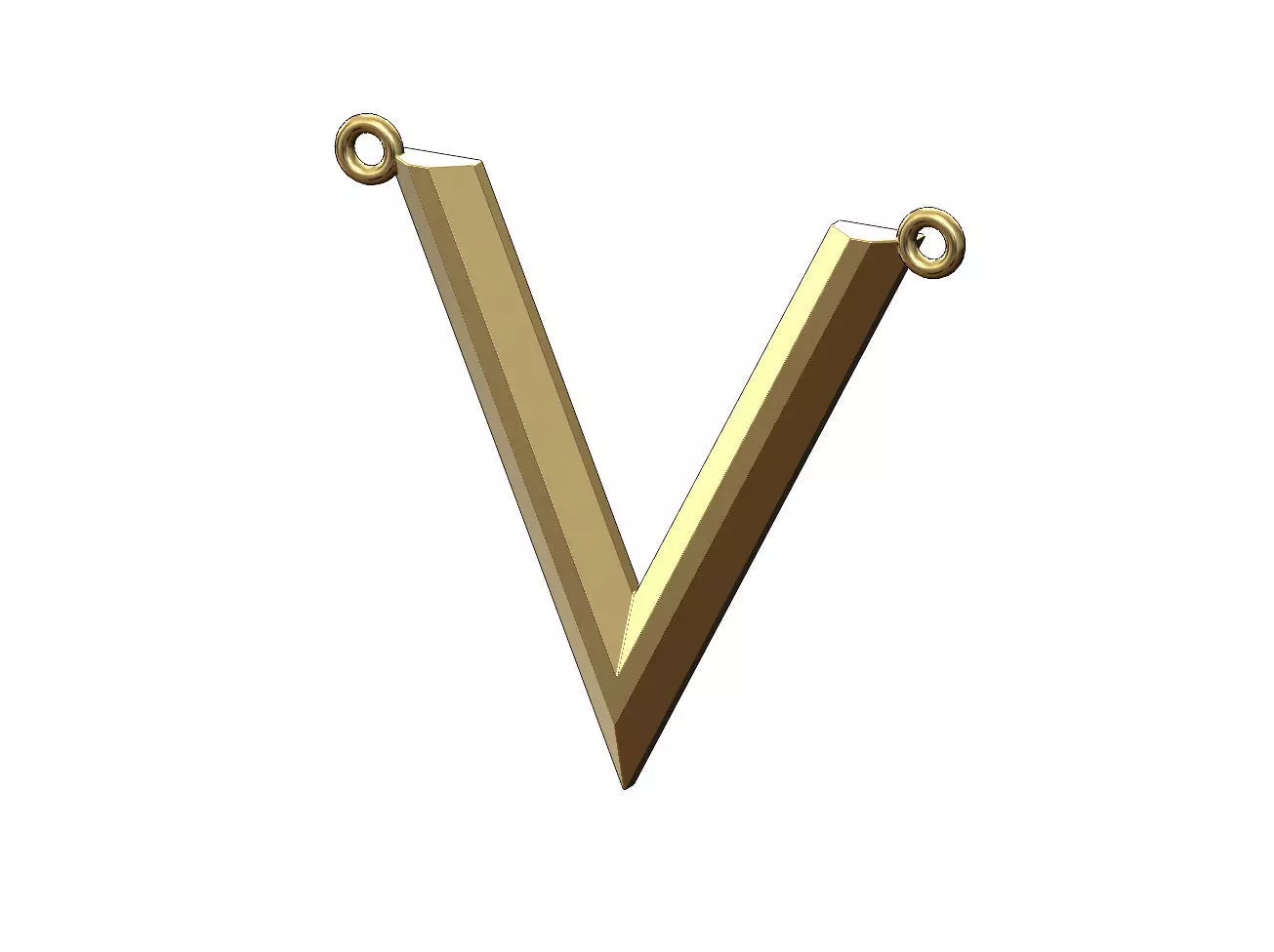 Chamfred V chevron pendant 3D print model_0
