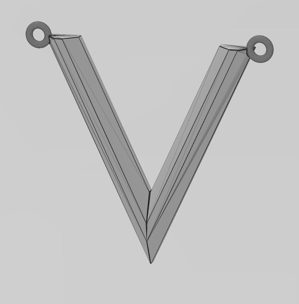 Chamfred V chevron pendant 3D print model_11