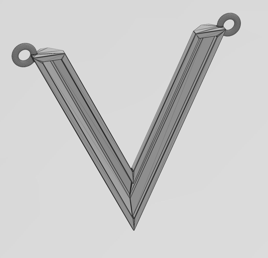 Chamfred V chevron pendant 3D print model_12