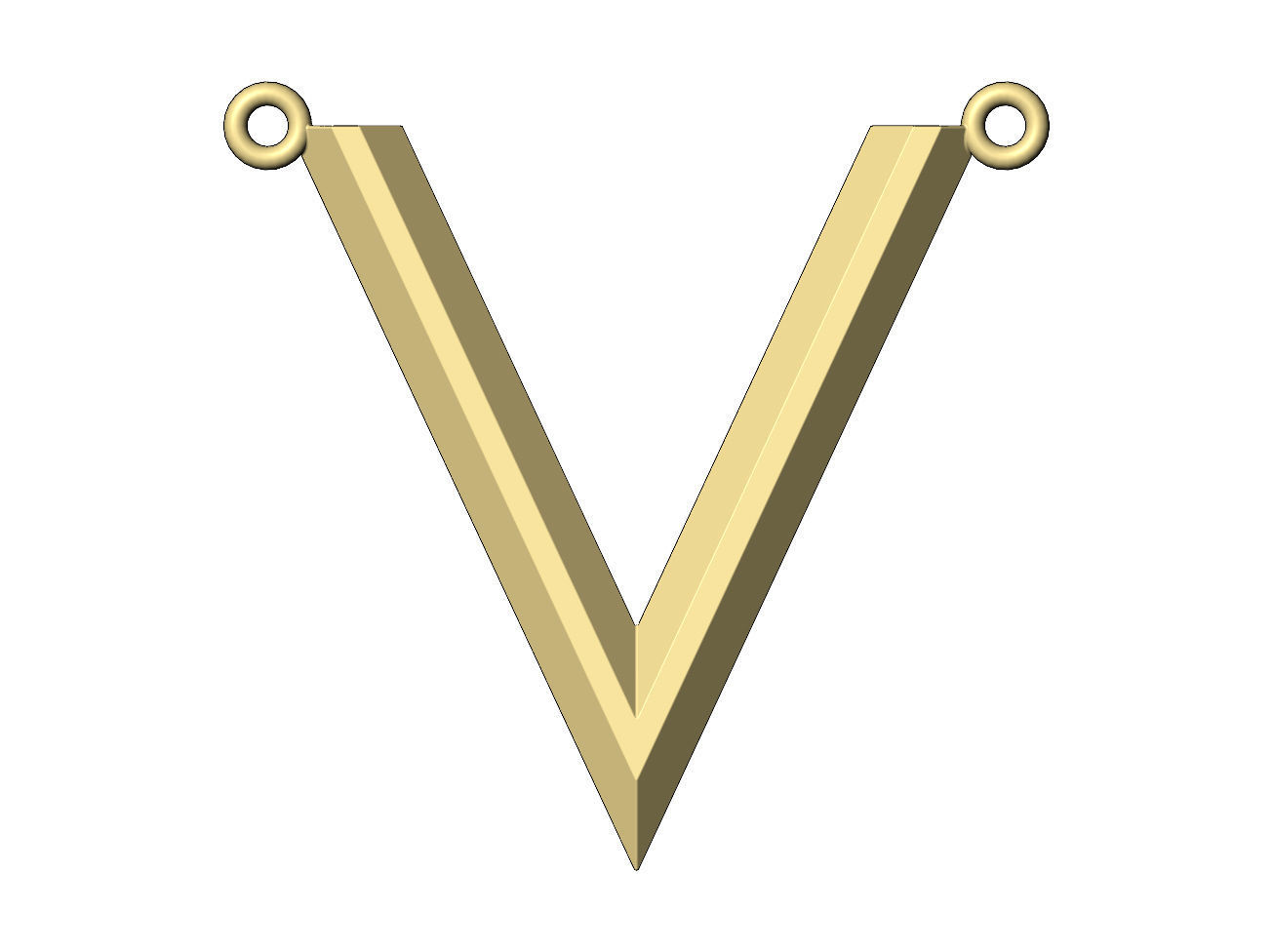 Chamfred V chevron pendant 3D print model_2