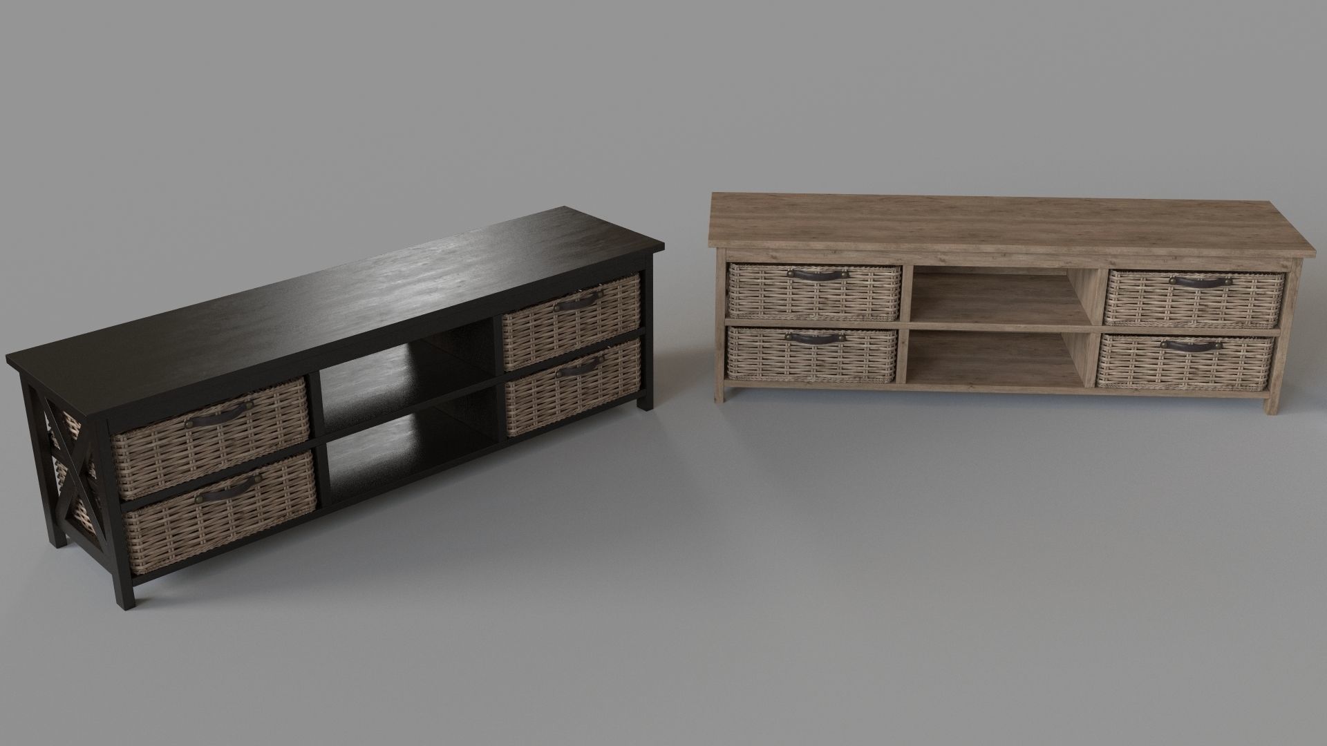Simone TV Stand 2 Shelves 4 Baskets 3D model_4