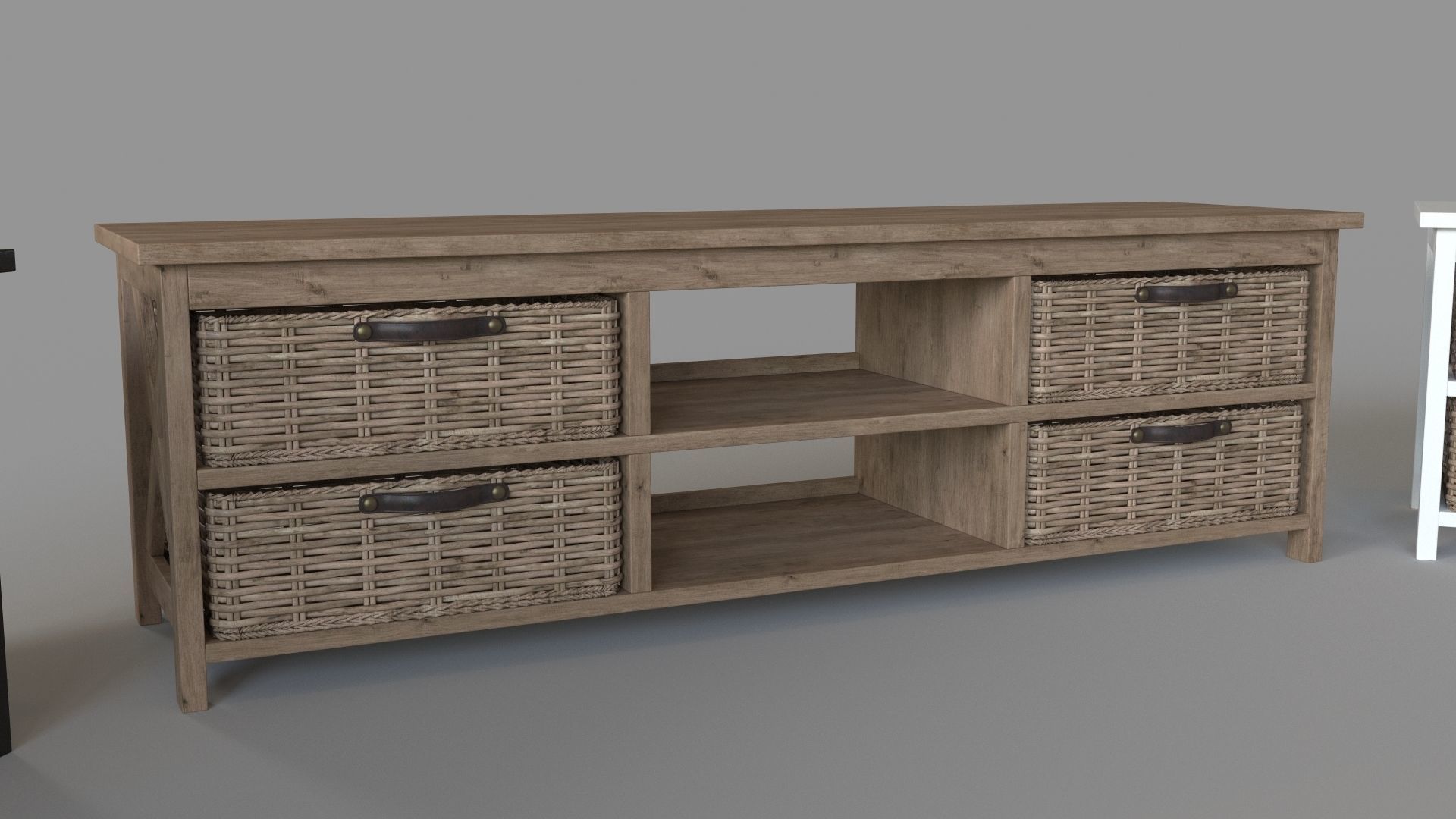 Simone TV Stand 2 Shelves 4 Baskets 3D model_2