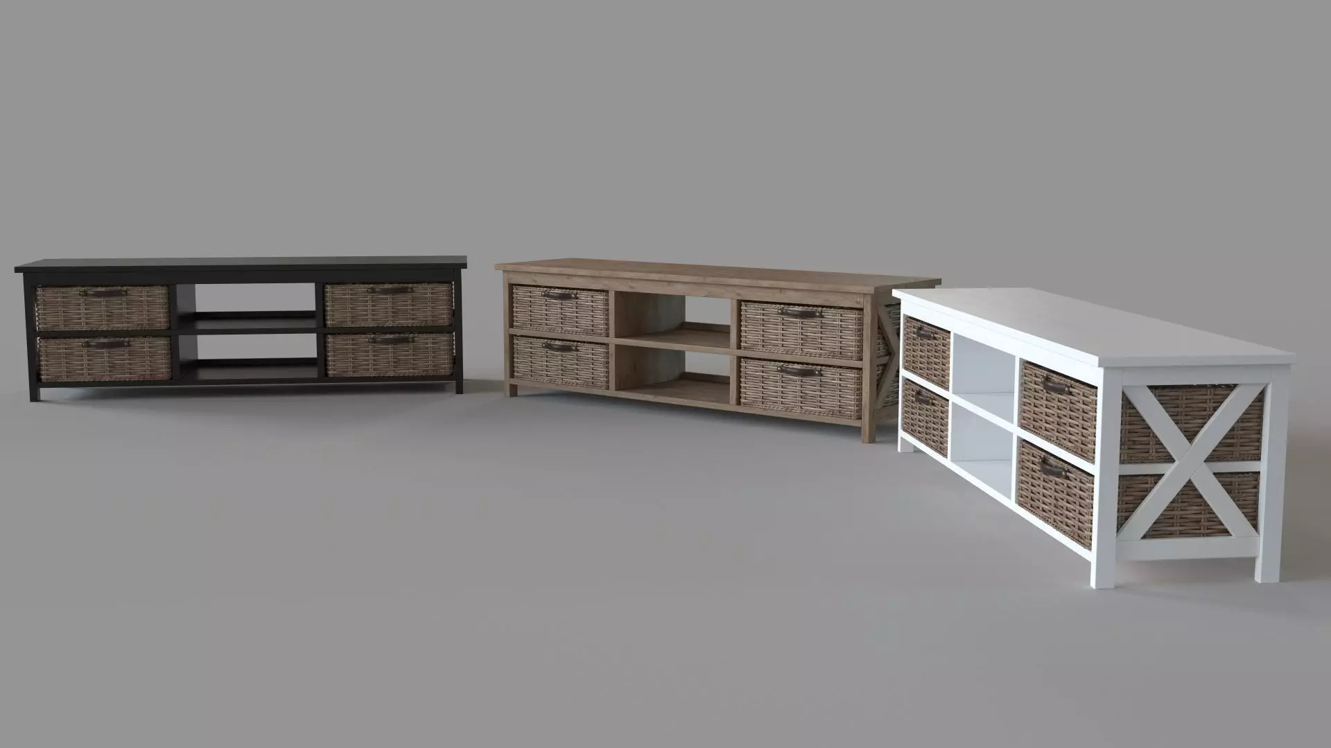 Simone TV Stand 2 Shelves 4 Baskets 3D model_0