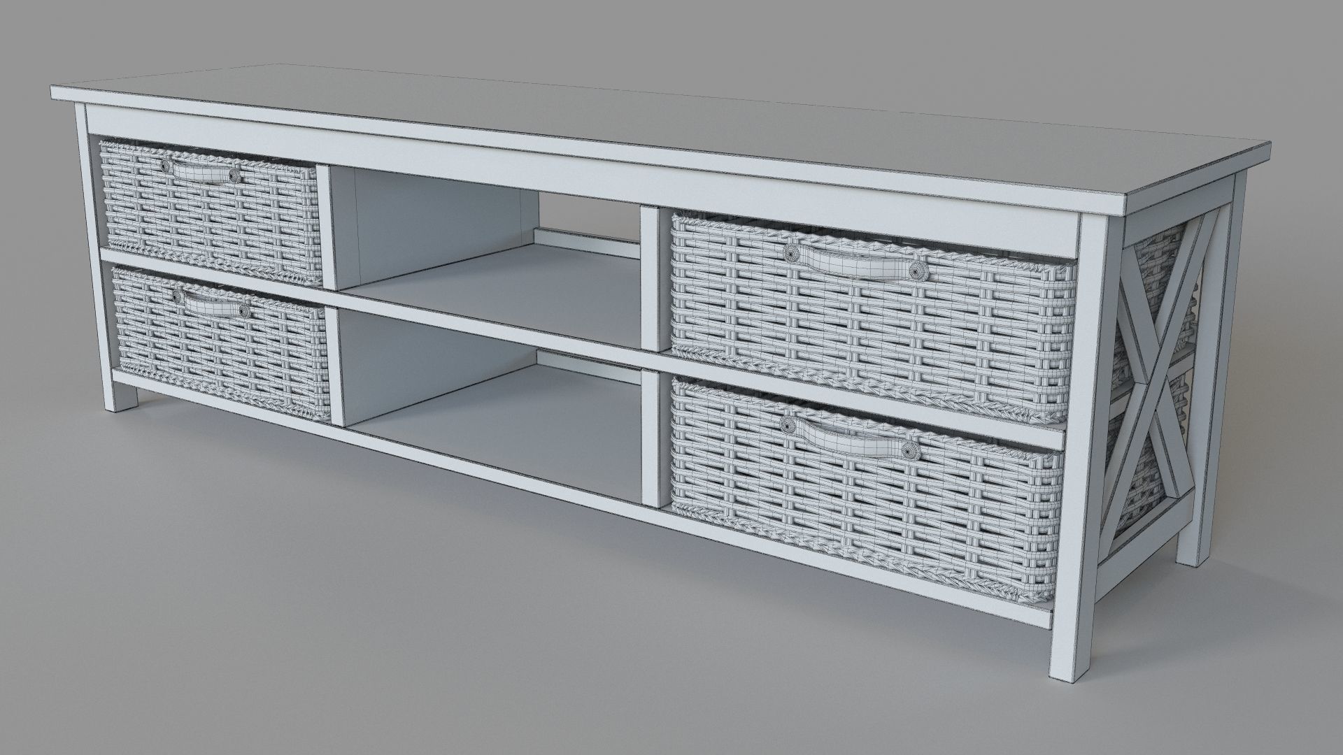Simone TV Stand 2 Shelves 4 Baskets 3D model_6