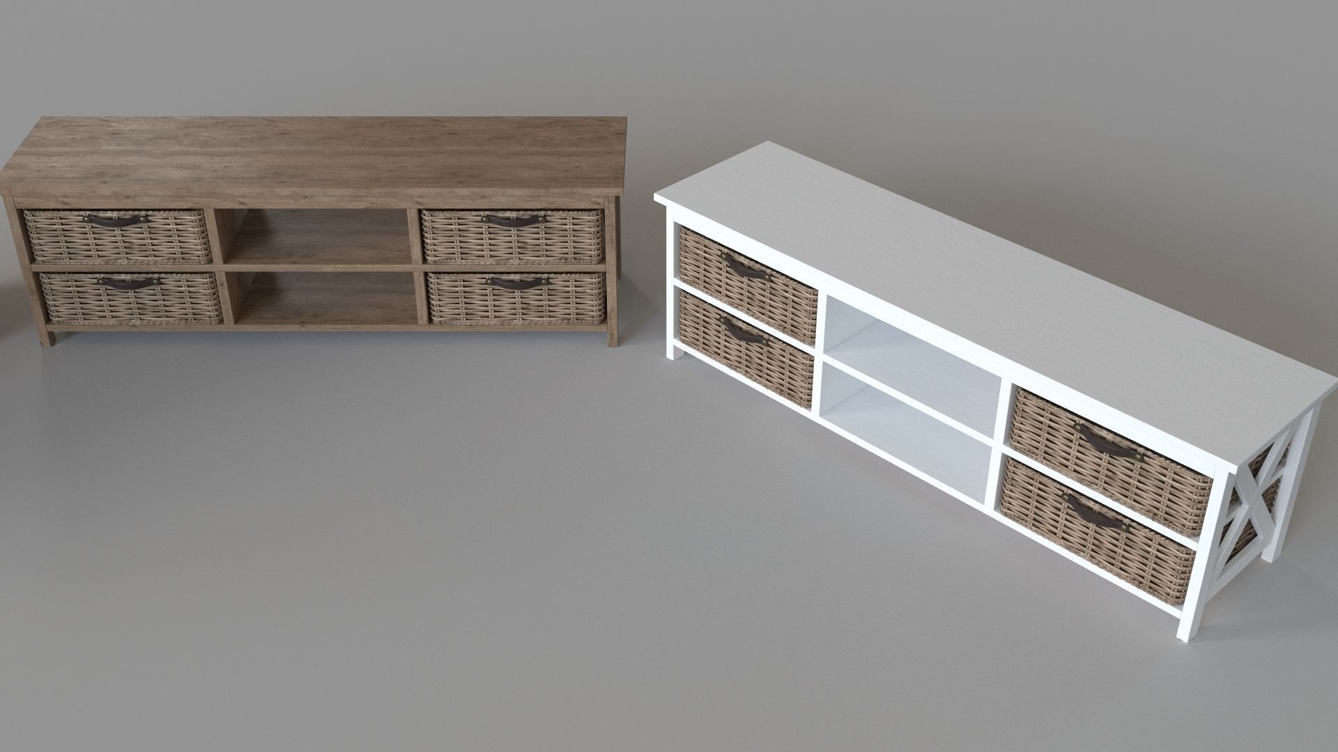 Simone TV Stand 2 Shelves 4 Baskets 3D model_5