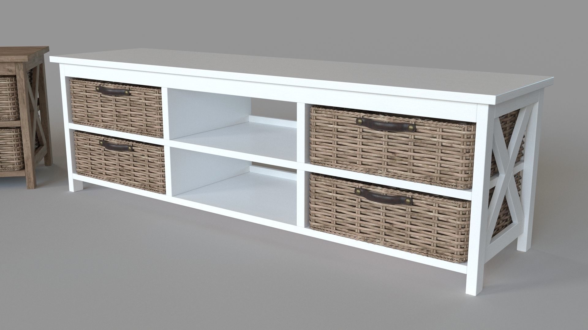 Simone TV Stand 2 Shelves 4 Baskets 3D model_3