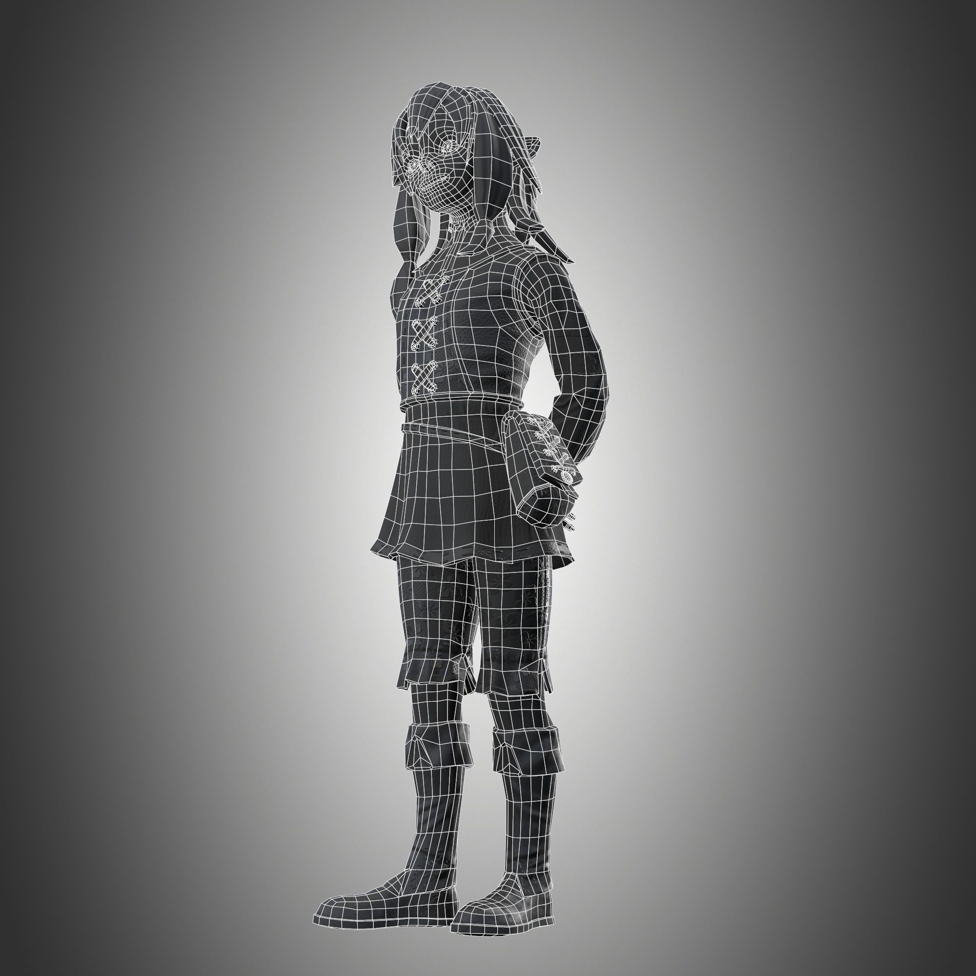  Elf Girl Low-poly 3D model_10