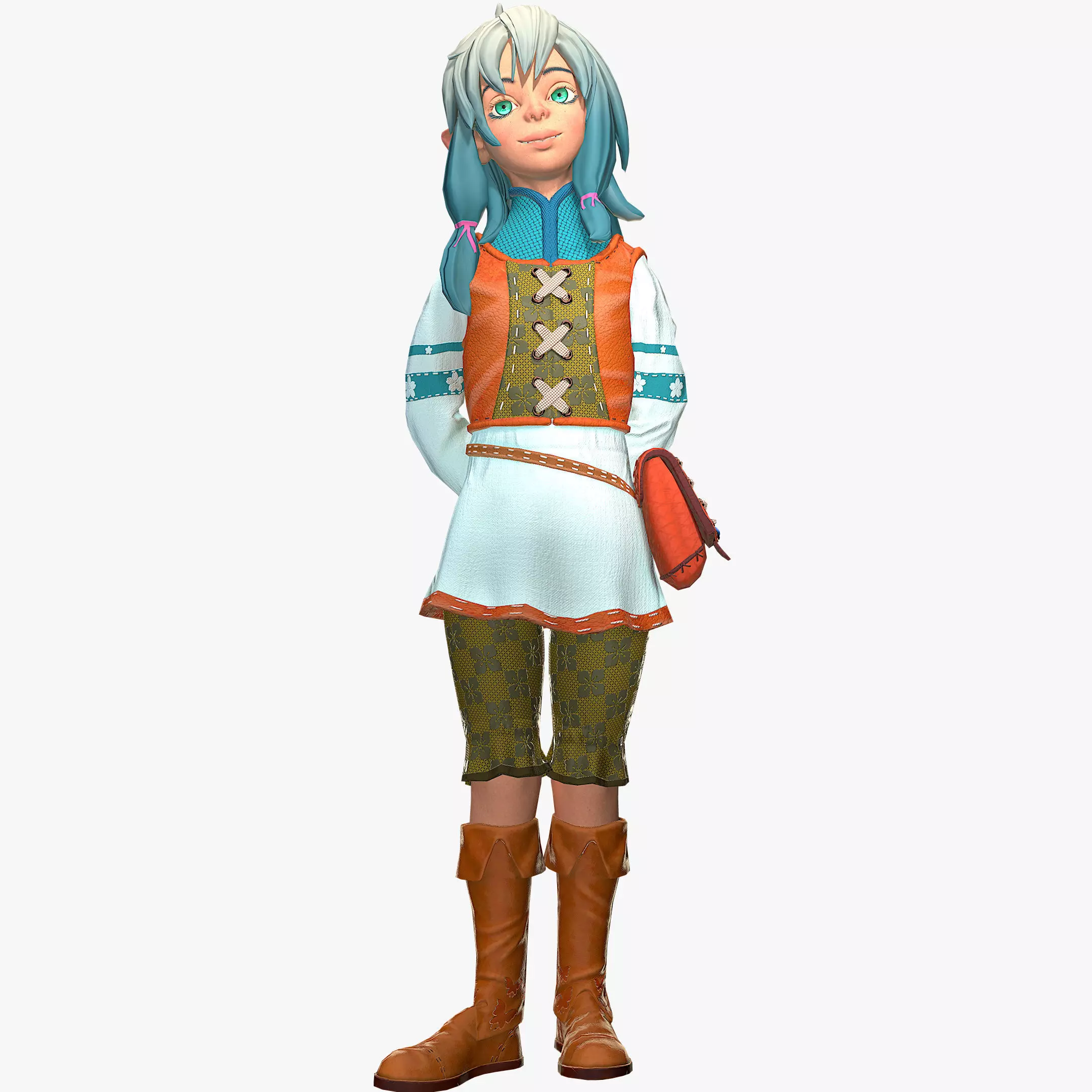  Elf Girl Low-poly 3D model_0